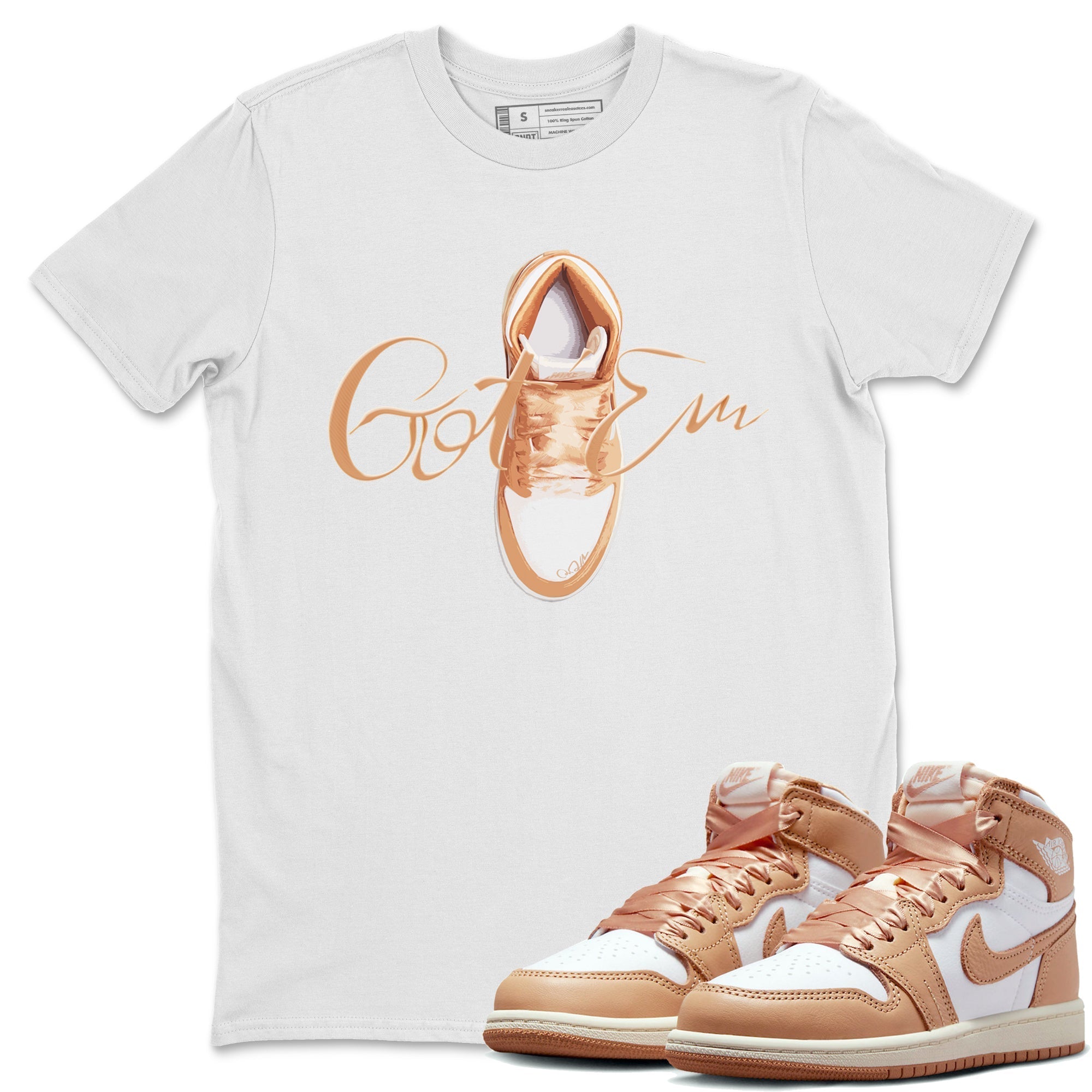 Caligraphy Shoe Lace snkmatch Tee - Air Jordan 1 Praline