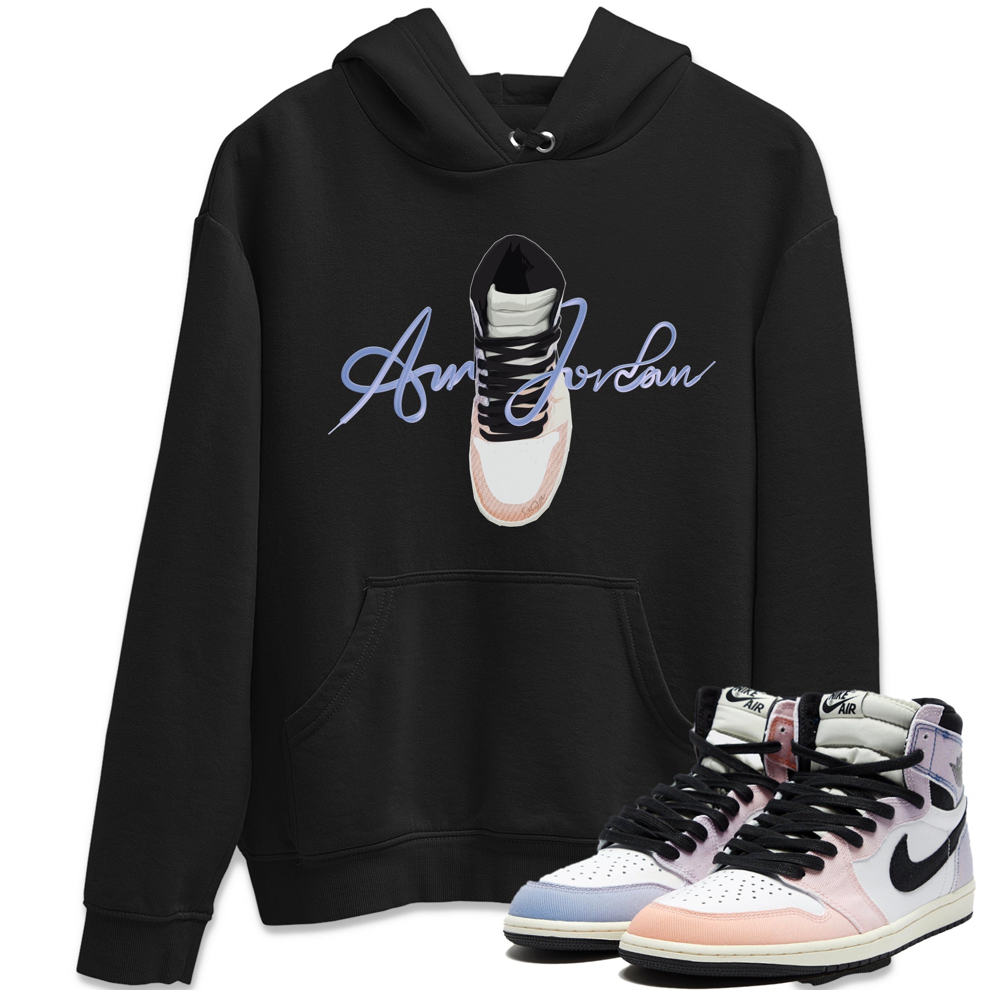 Caligraphy Shoe Lace Unisex Tops - Air Jordan 1 Skyline