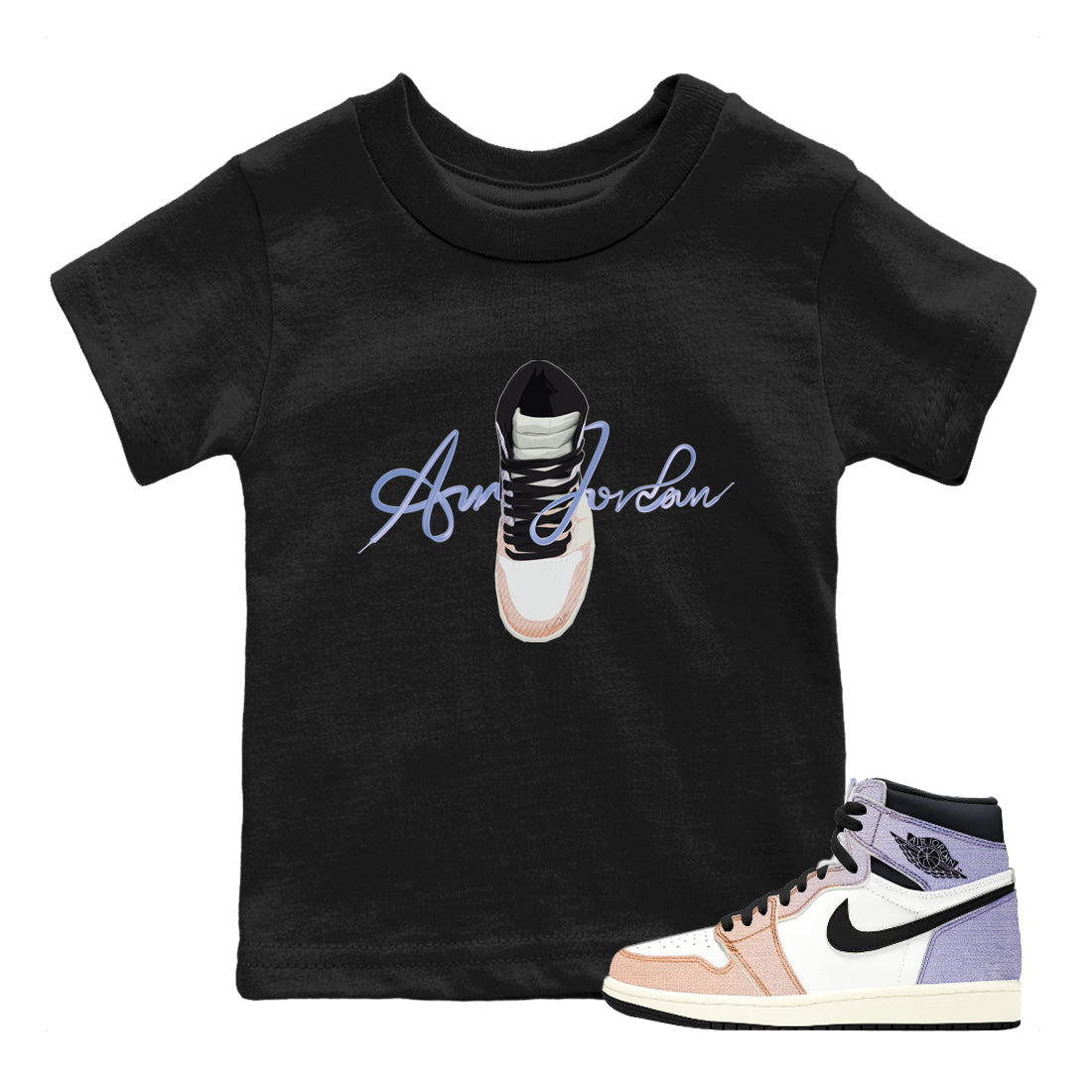 Caligraphy Shoe Lace Kids Tops - Air Jordan 1 Skyline
