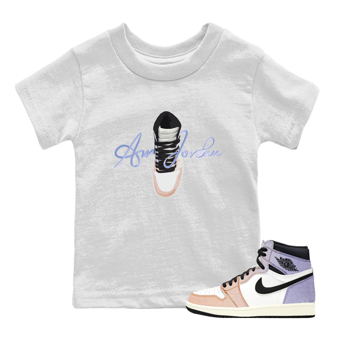 Caligraphy Shoe Lace Kids Tops - Air Jordan 1 Skyline