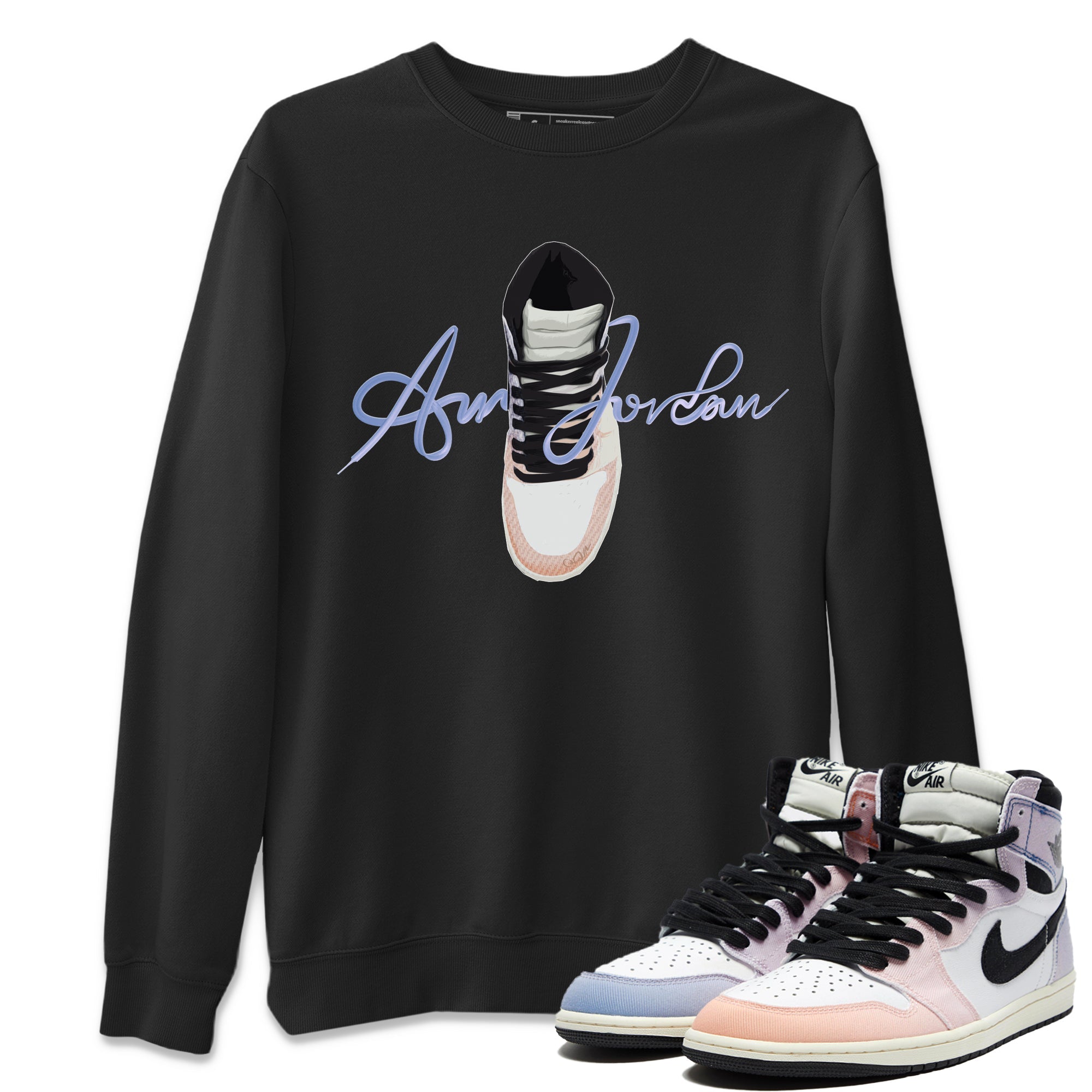 Caligraphy Shoe Lace Unisex Tops - Air Jordan 1 Skyline