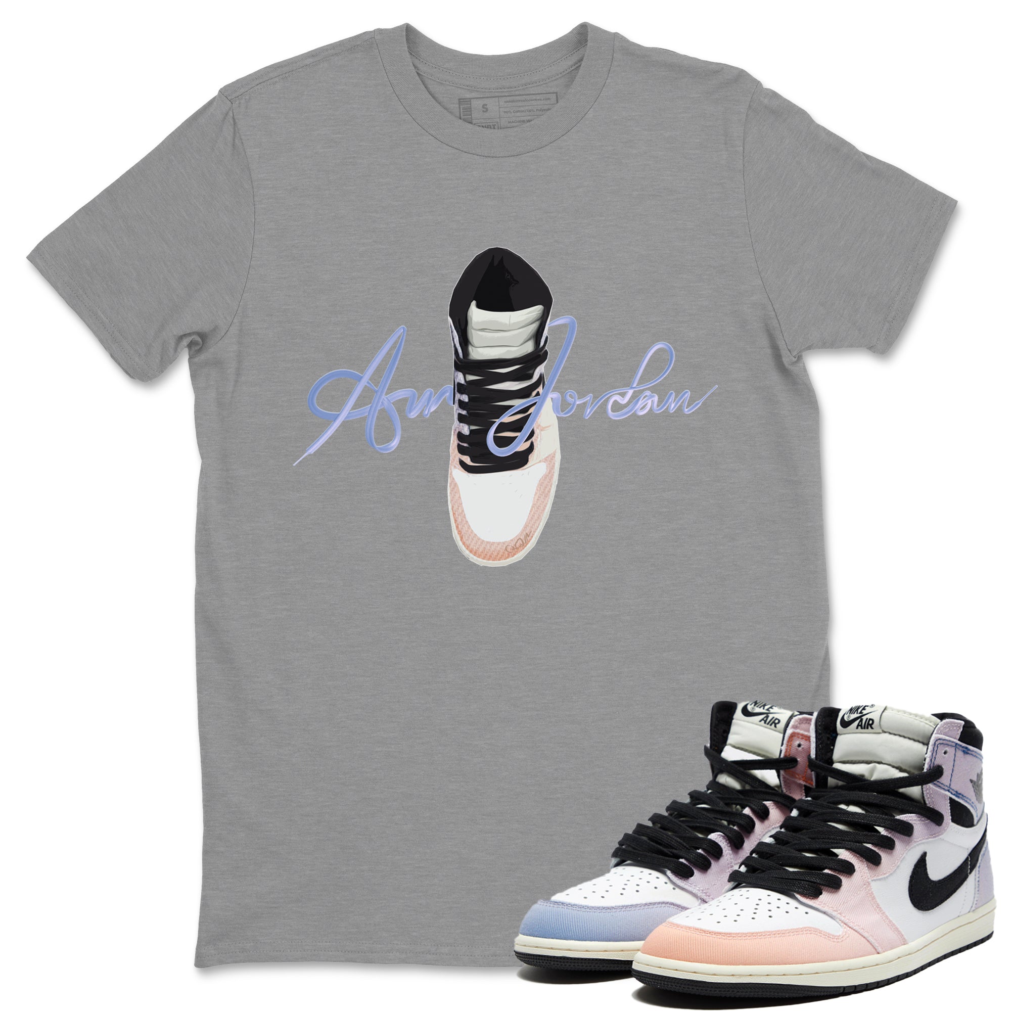 Caligraphy Shoe Lace Unisex Tops - Air Jordan 1 Skyline