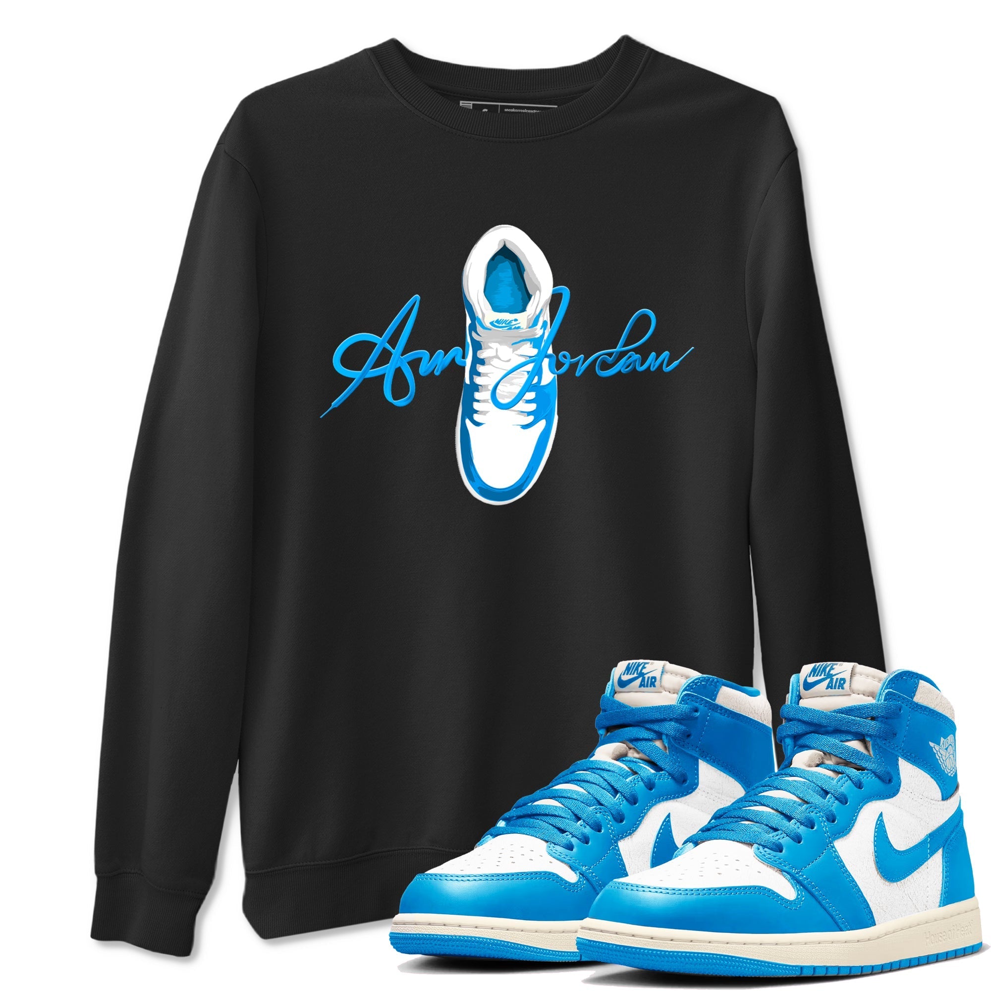 Caligraphy Shoe Lace snkmatch Tees - Air Jordan 1 UNC Reimagined