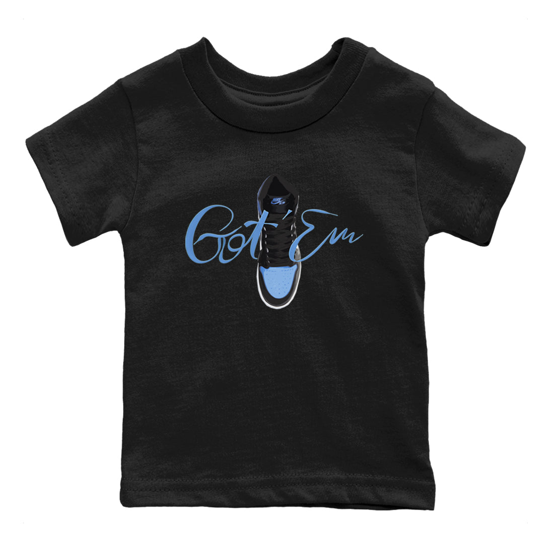 Caligraphy Shoe Lace Kids Tops - Air Jordan 1 UNC Toe