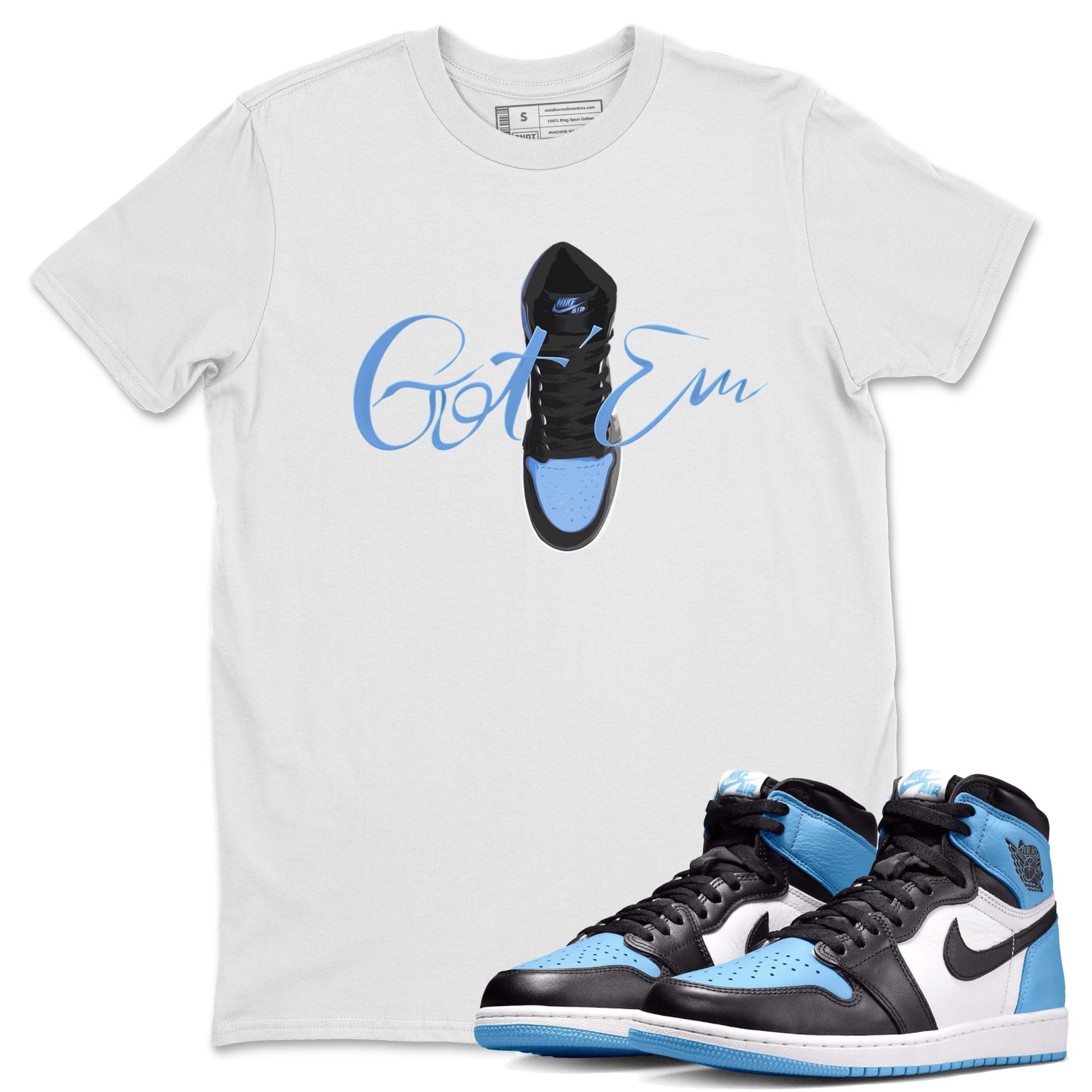 Caligraphy Shoe Lace Unisex Tops - Air Jordan 1 UNC Toe