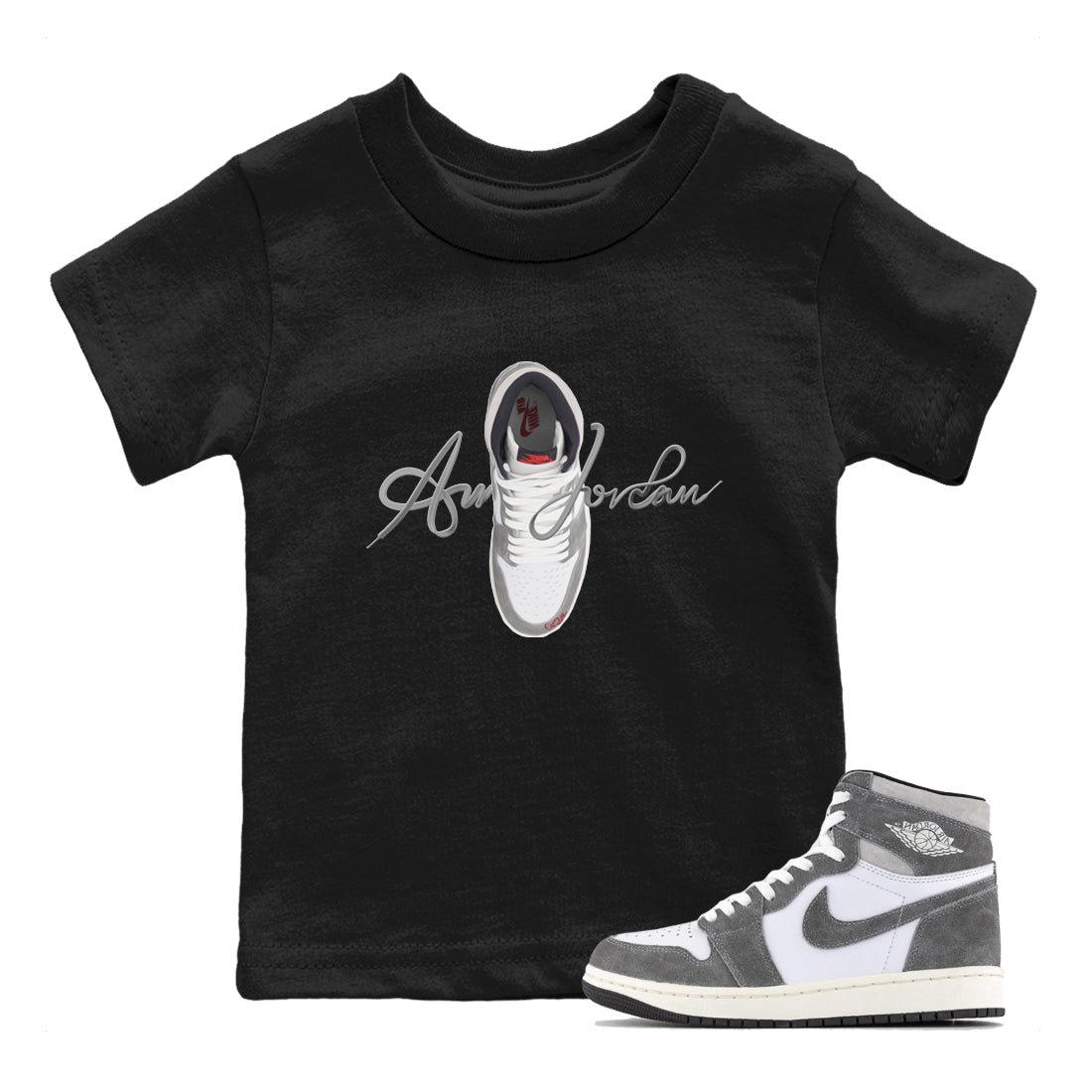 Caligraphy Shoe Lace Kids Tops - Air Jordan 1 Washed Heritage