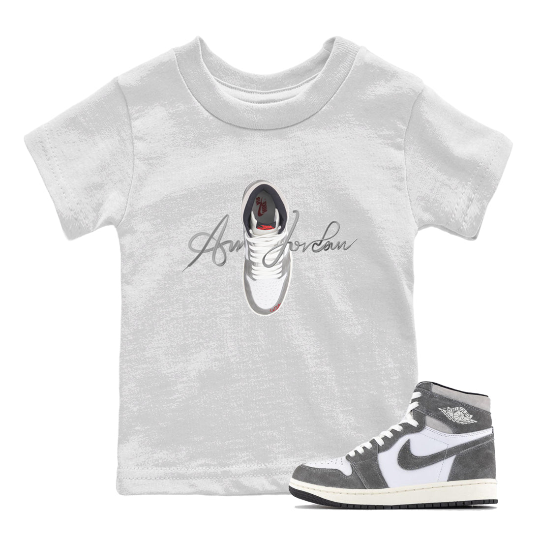Caligraphy Shoe Lace Kids Tops - Air Jordan 1 Washed Heritage