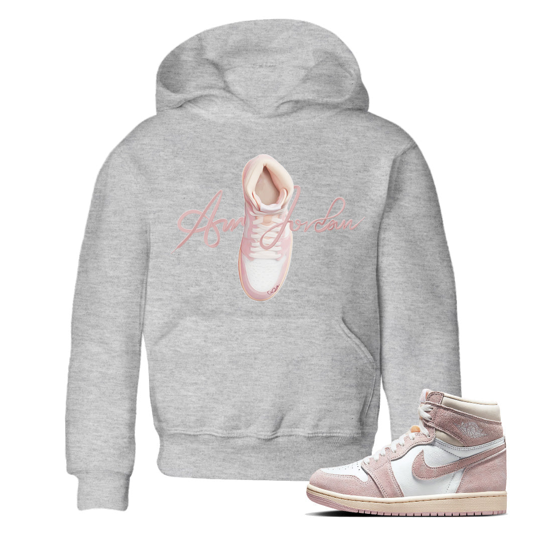 Caligraphy Shoe Lace Kids Tops - Air Jordan 1 Washed Pink