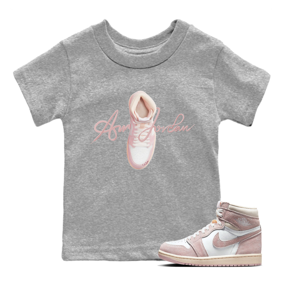 Caligraphy Shoe Lace Kids Tops - Air Jordan 1 Washed Pink