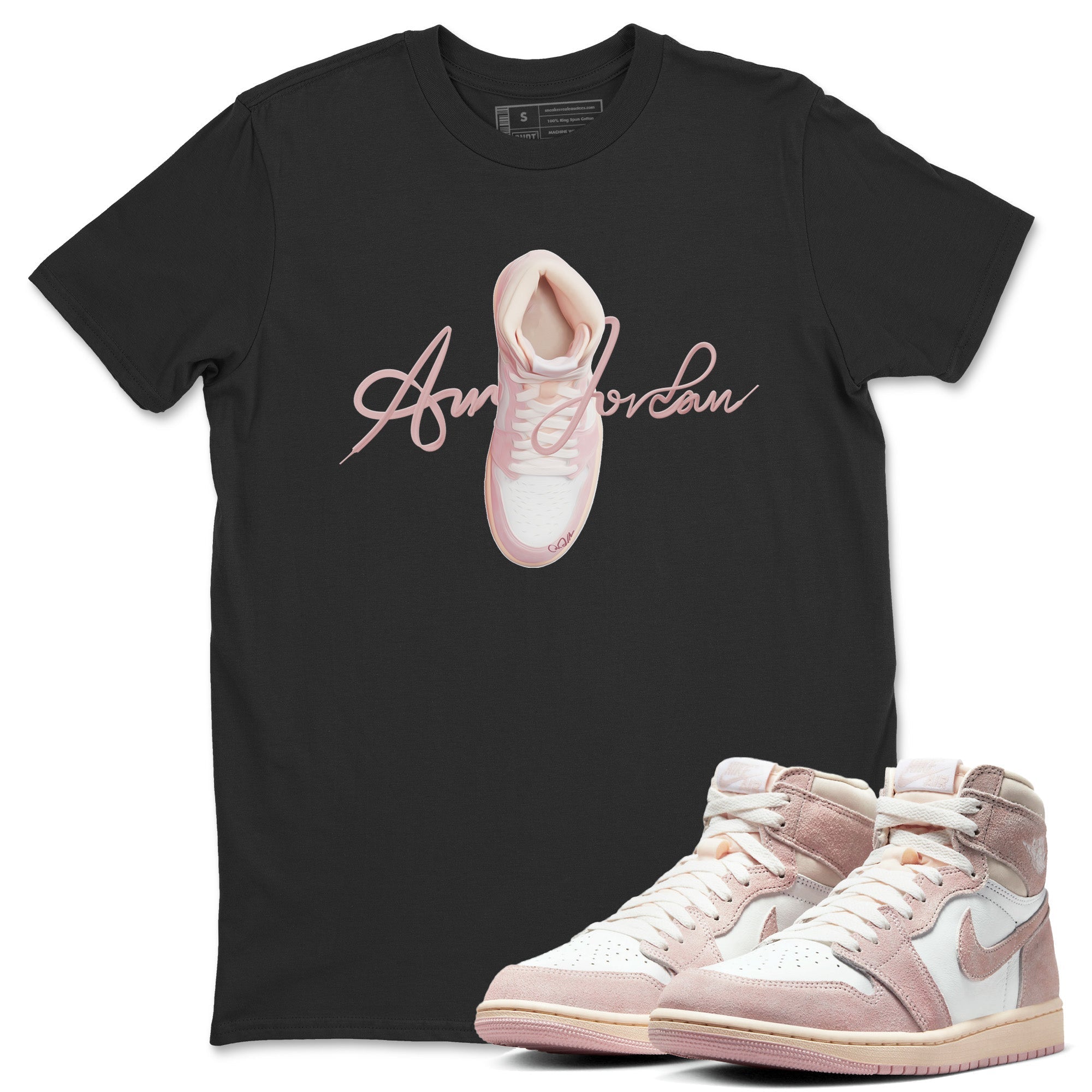 Caligraphy Shoe Lace Unisex Tops - Air Jordan 1 Washed Pink