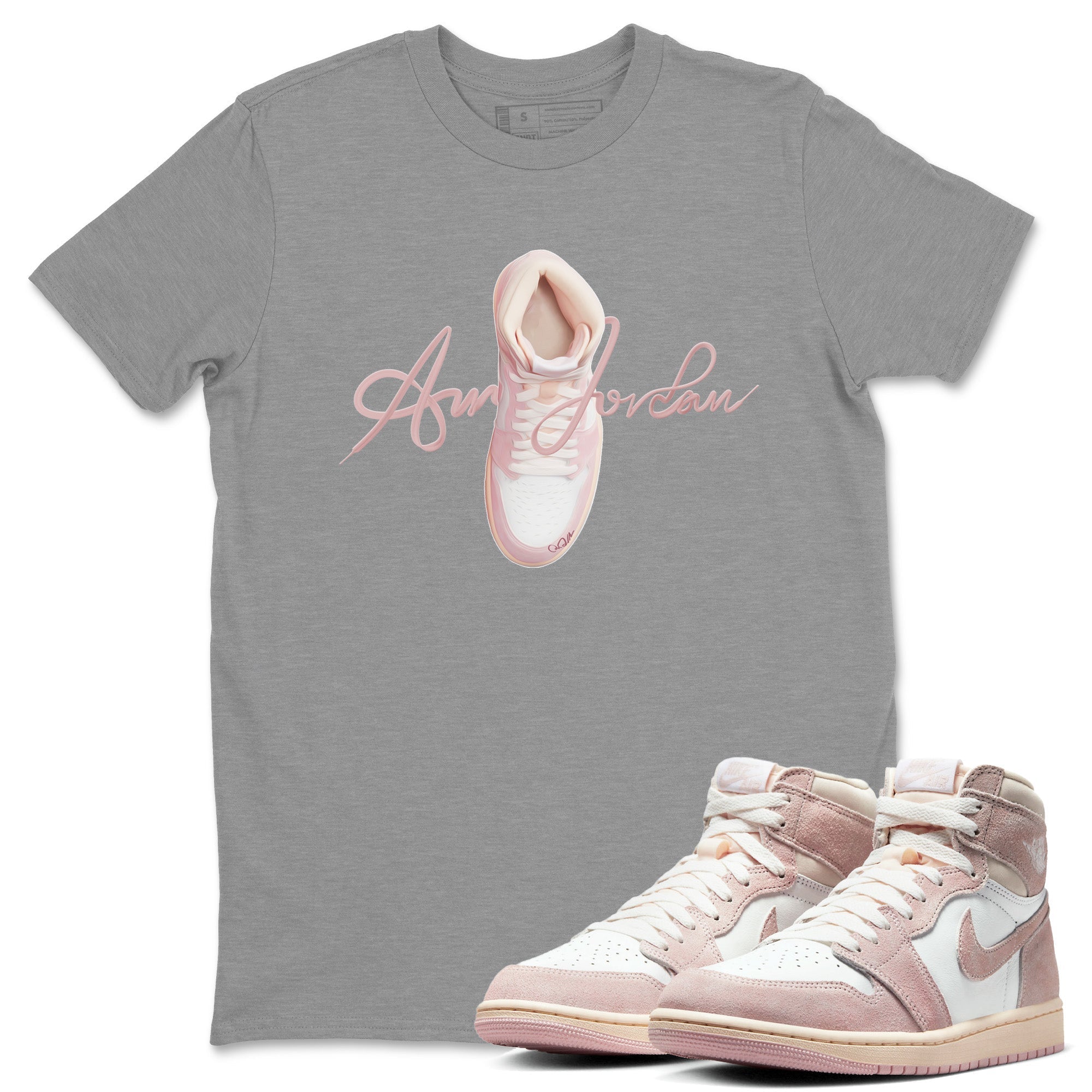 Caligraphy Shoe Lace Unisex Tops - Air Jordan 1 Washed Pink