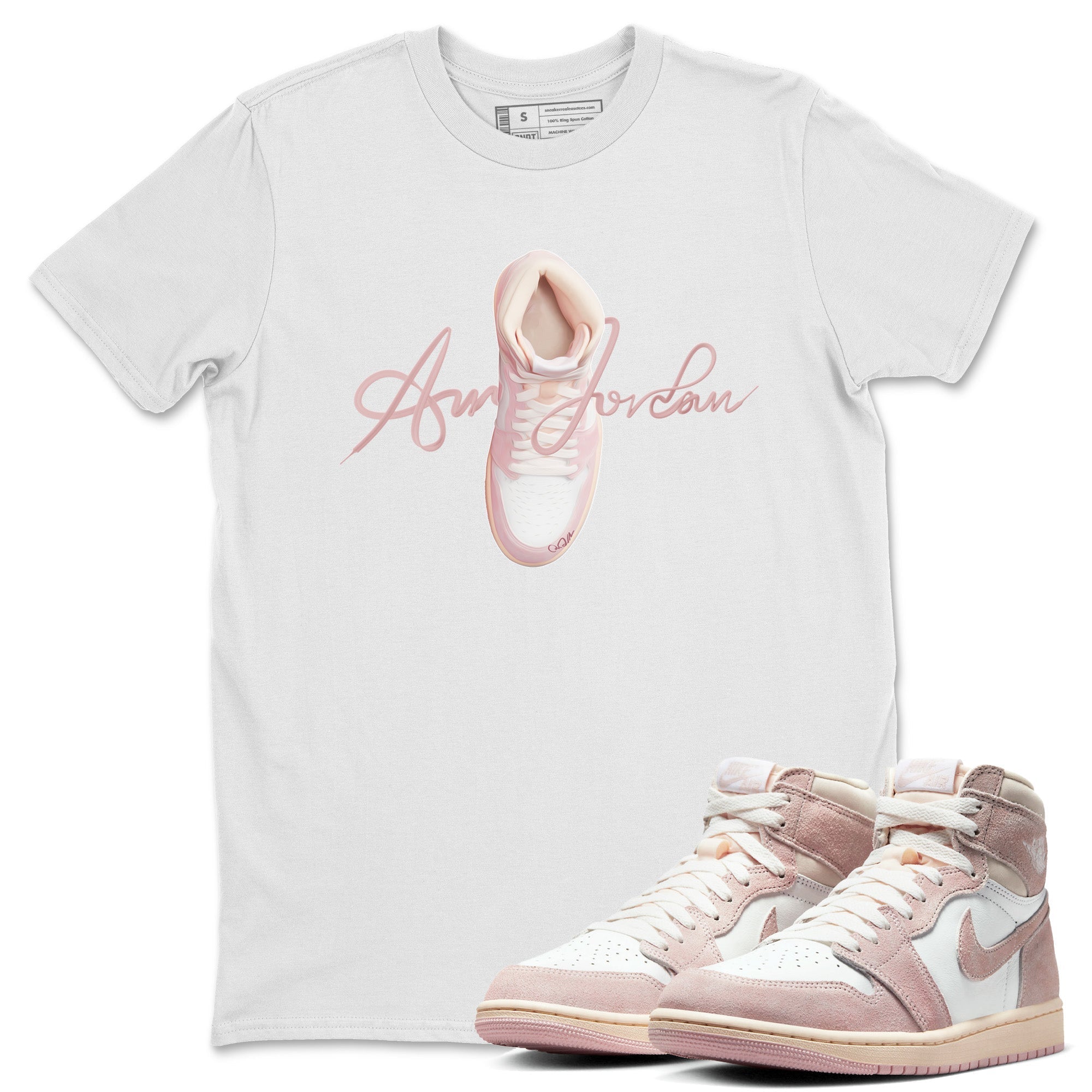Caligraphy Shoe Lace Unisex Tops - Air Jordan 1 Washed Pink