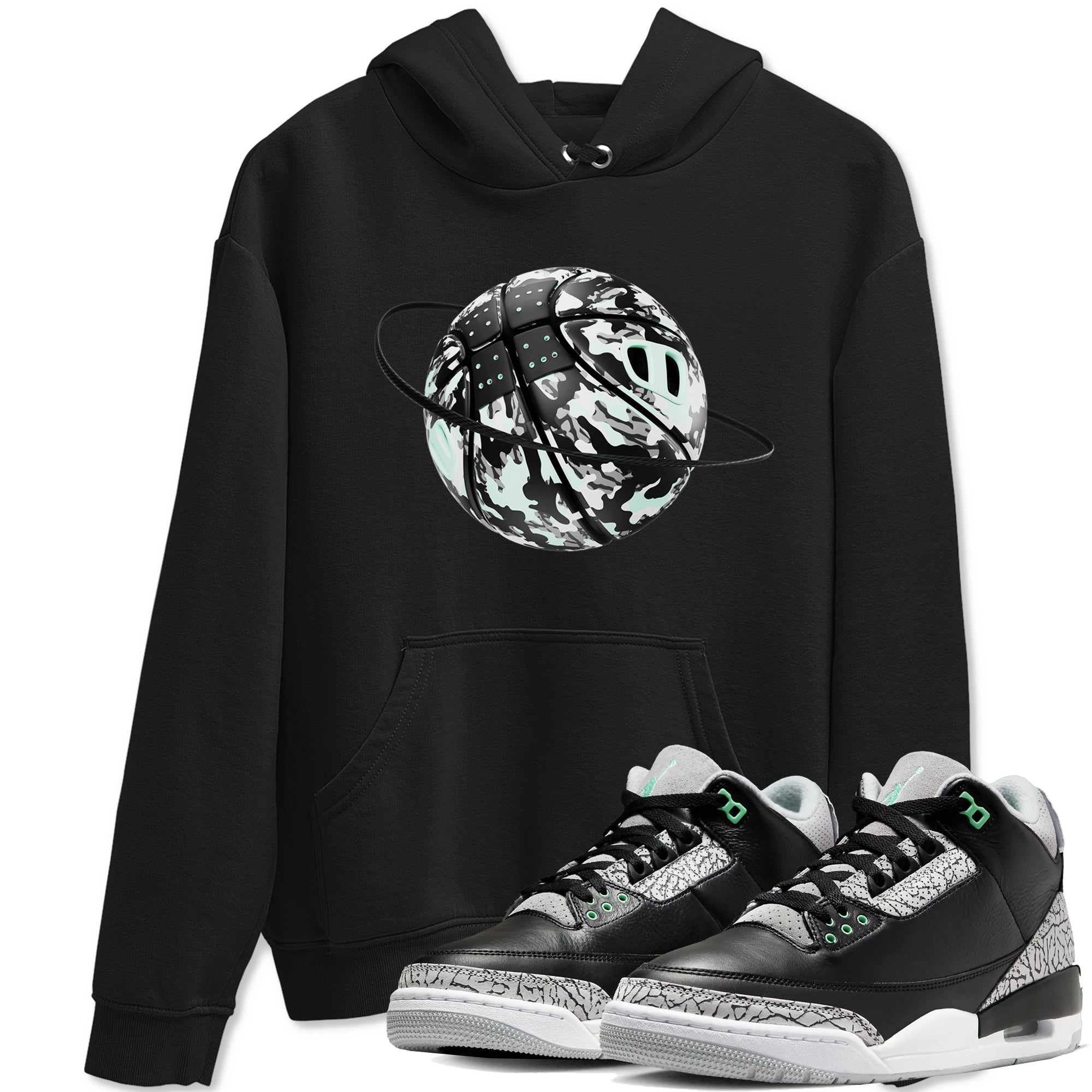 Camo Basketball Planet snkmatch Tees - Air Jordan 3 Green Glow