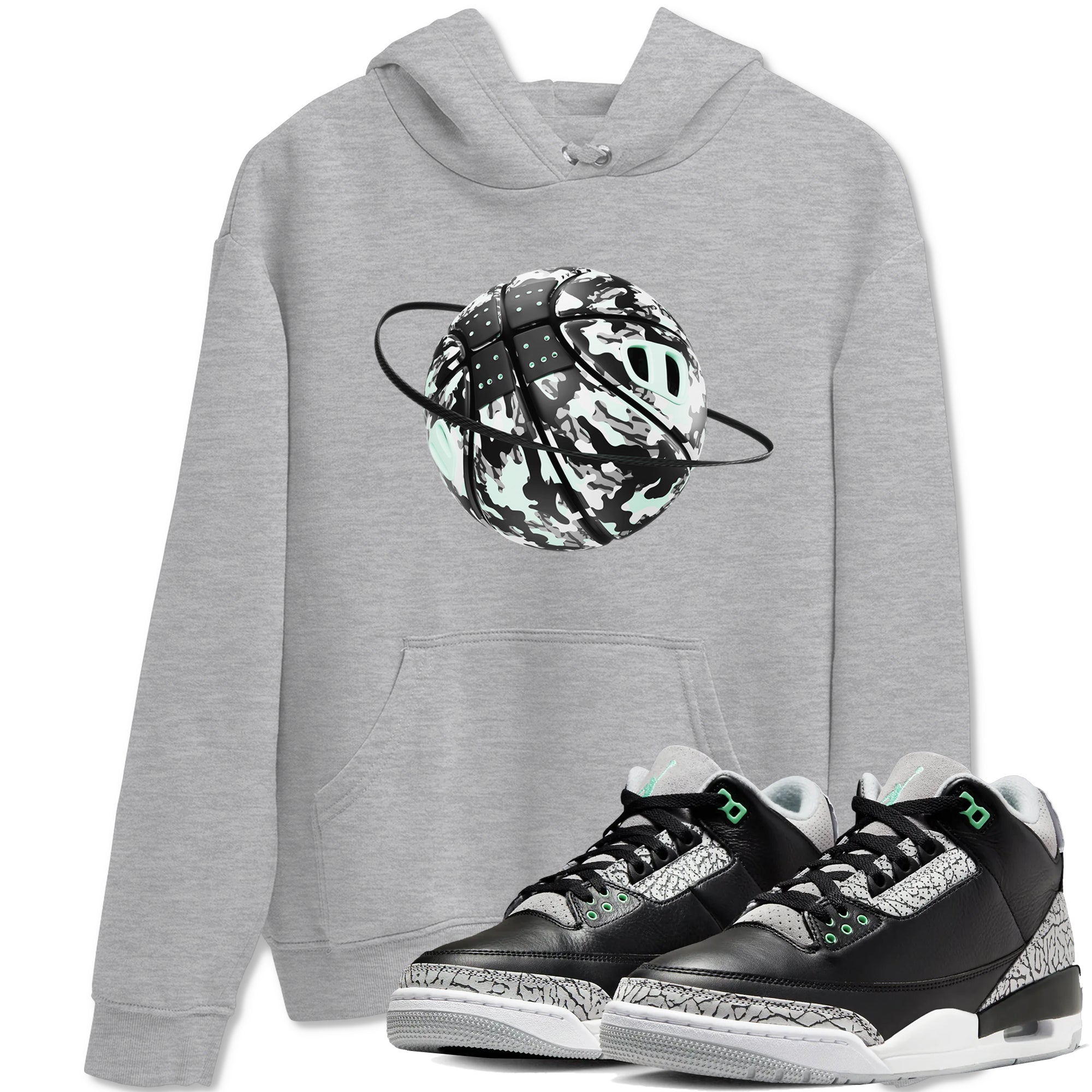 Camo Basketball Planet snkmatch Tees - Air Jordan 3 Green Glow