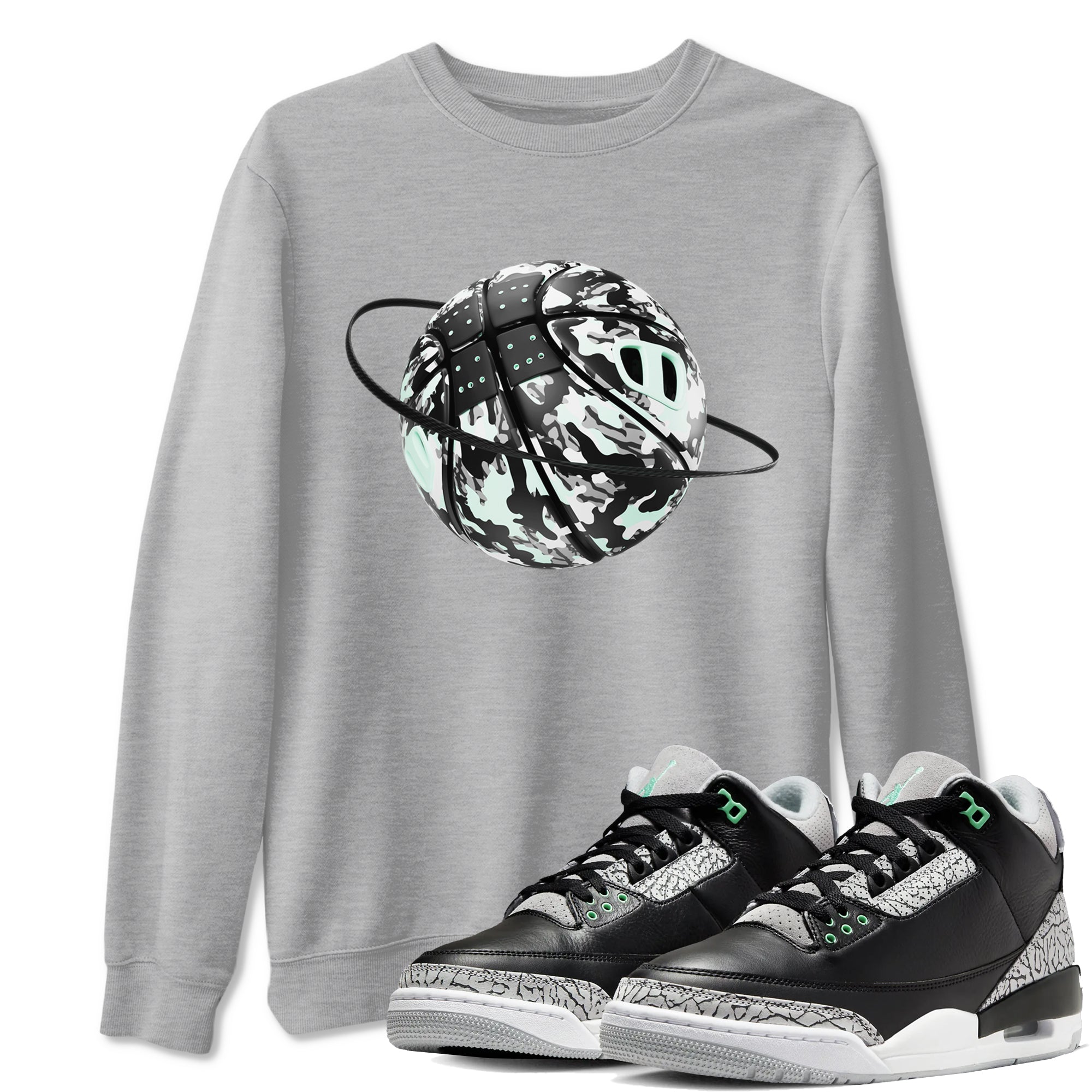 Camo Basketball Planet snkmatch Tees - Air Jordan 3 Green Glow