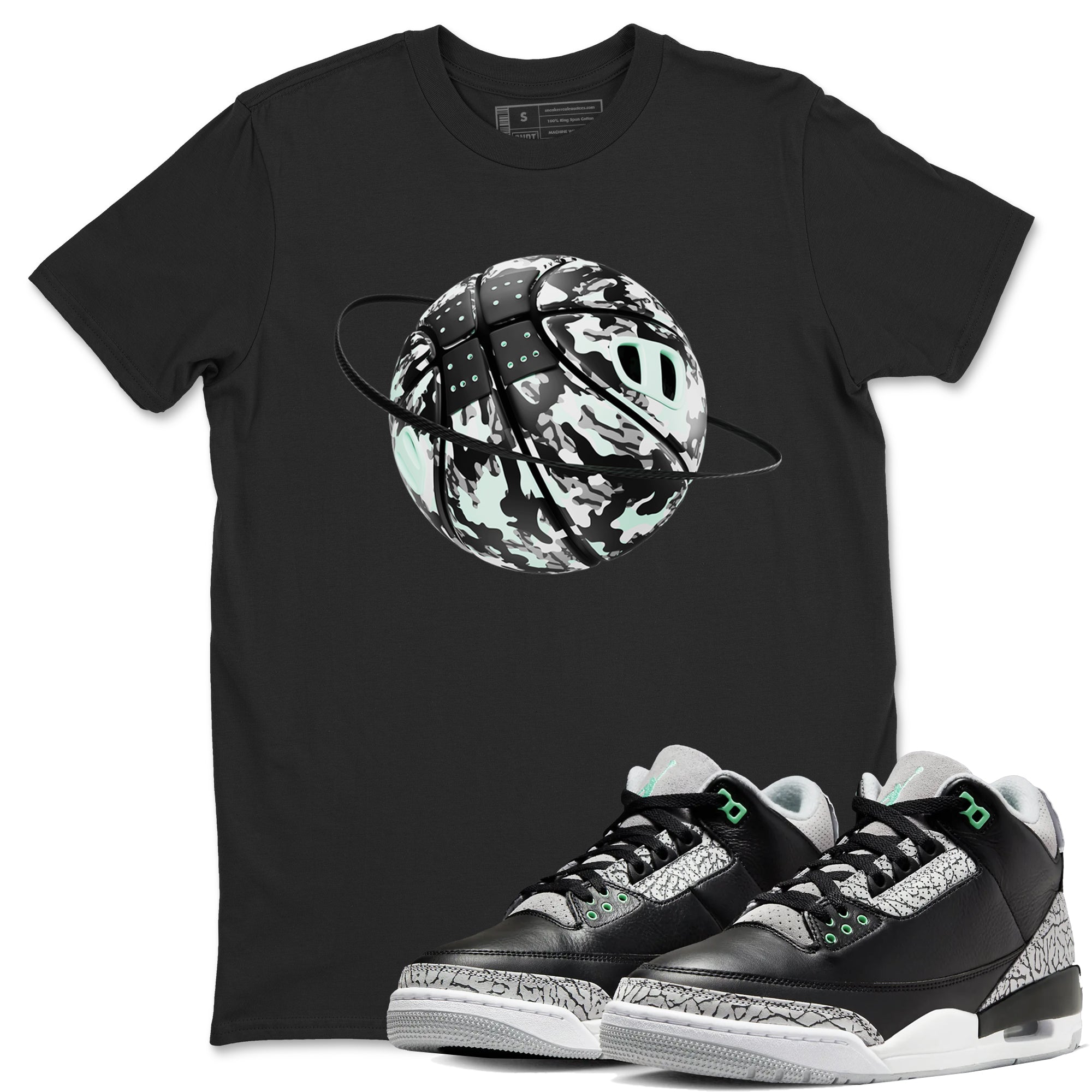 Camo Basketball Planet snkmatch Tees - Air Jordan 3 Green Glow