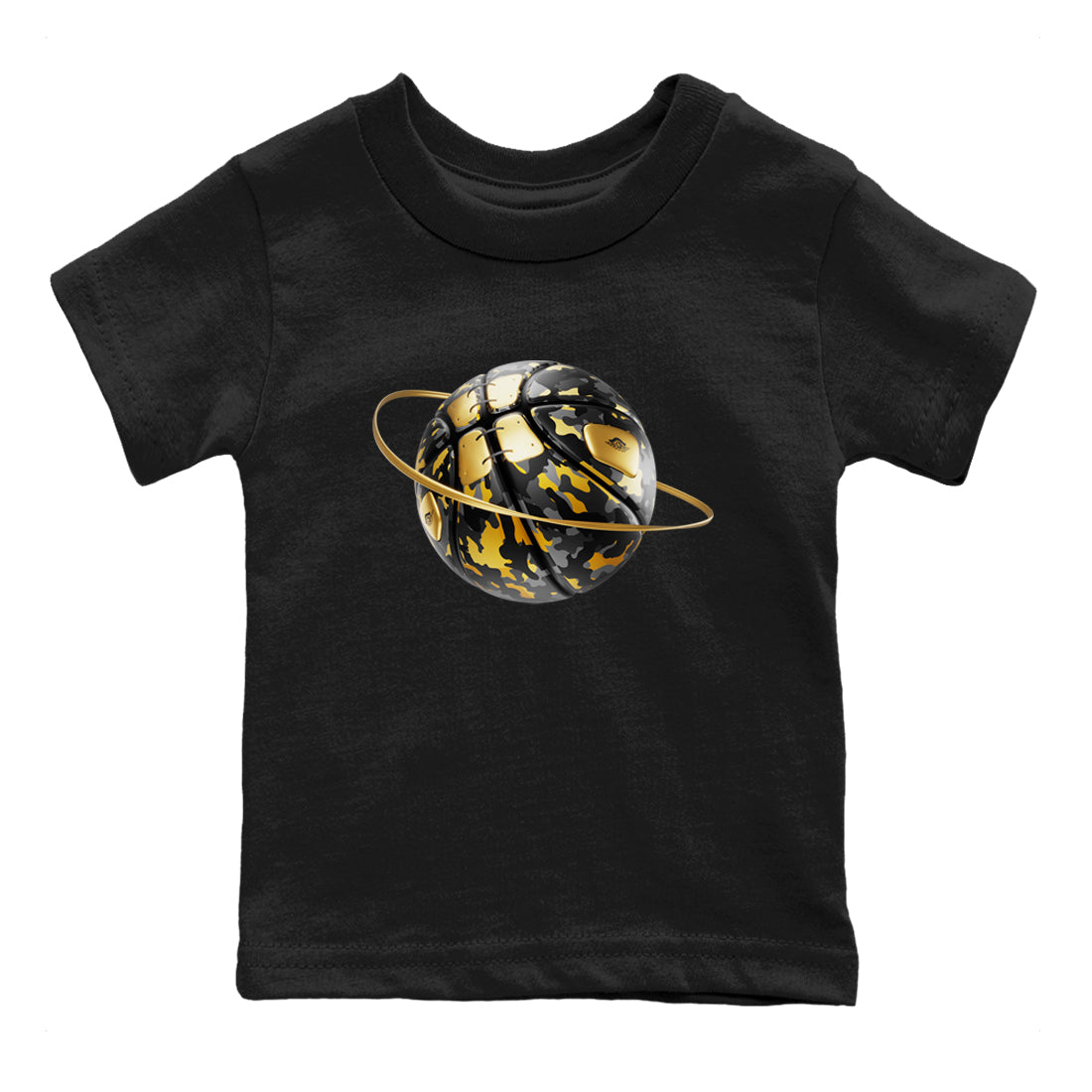Camo Basketball Planet snkmatch Tees Kids - Air Jordan 1 Black Metallic Gold