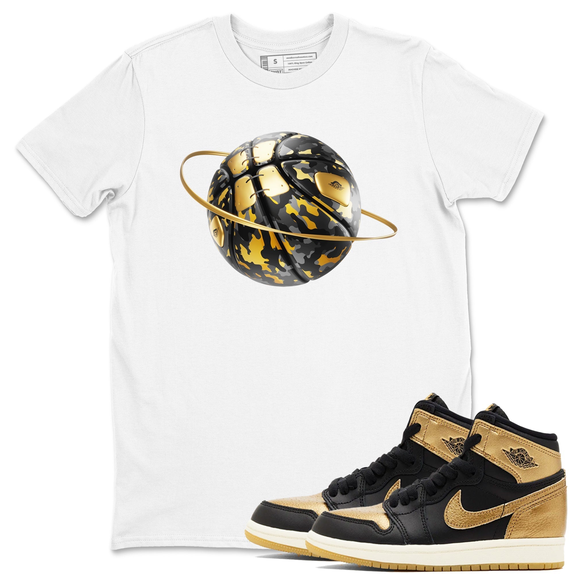 Camo Basketball Planet snkmatch Tees - Air Jordan 1 Black Metallic Gold