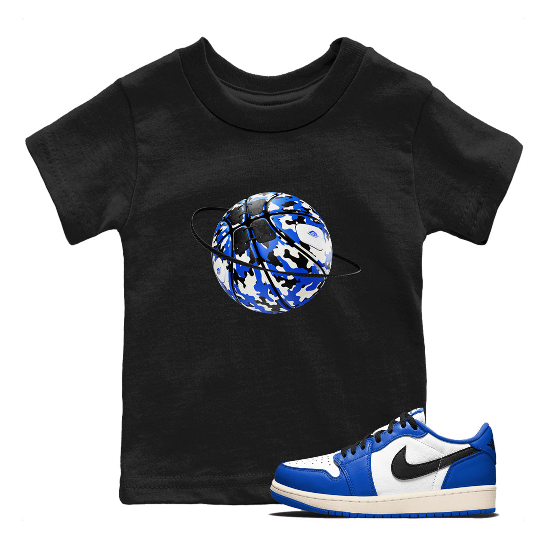 Camo Basketball Planet snkmatch Tees Kids - Air Jordan 1 Game Royal