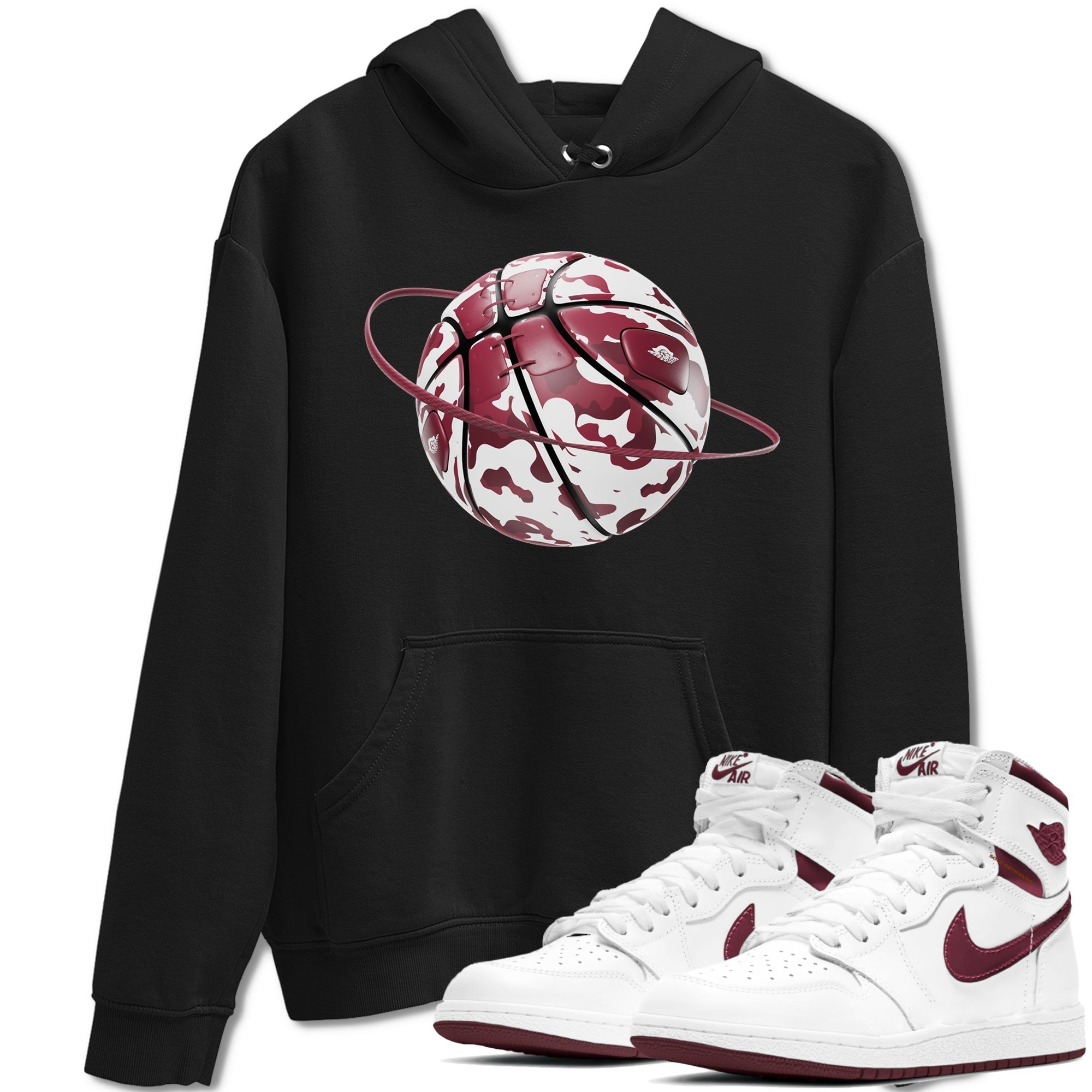 Camo Basketball Planet snkmatch Tee - Air Jordan 1 Metallic Burgundy