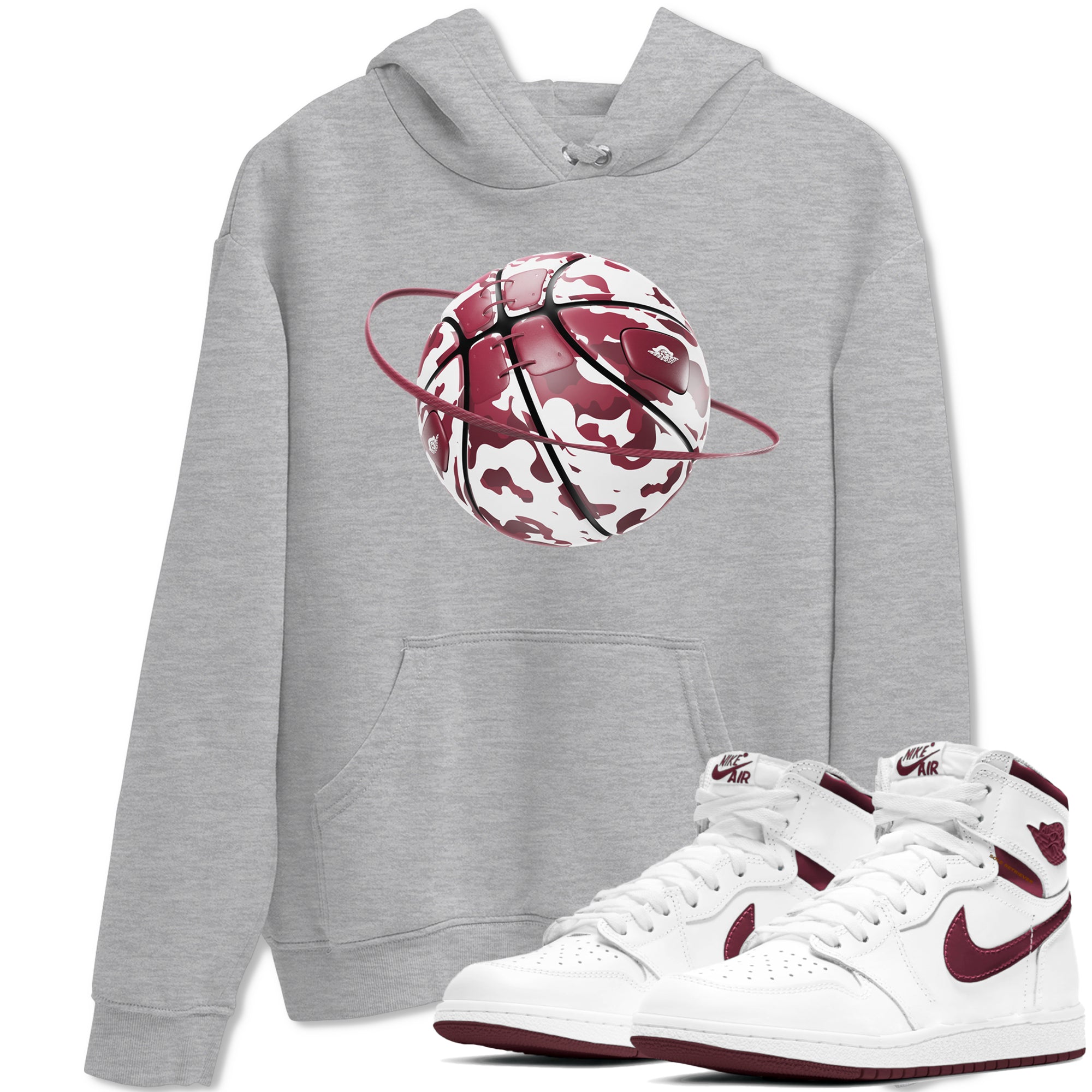 Camo Basketball Planet snkmatch Tee - Air Jordan 1 Metallic Burgundy