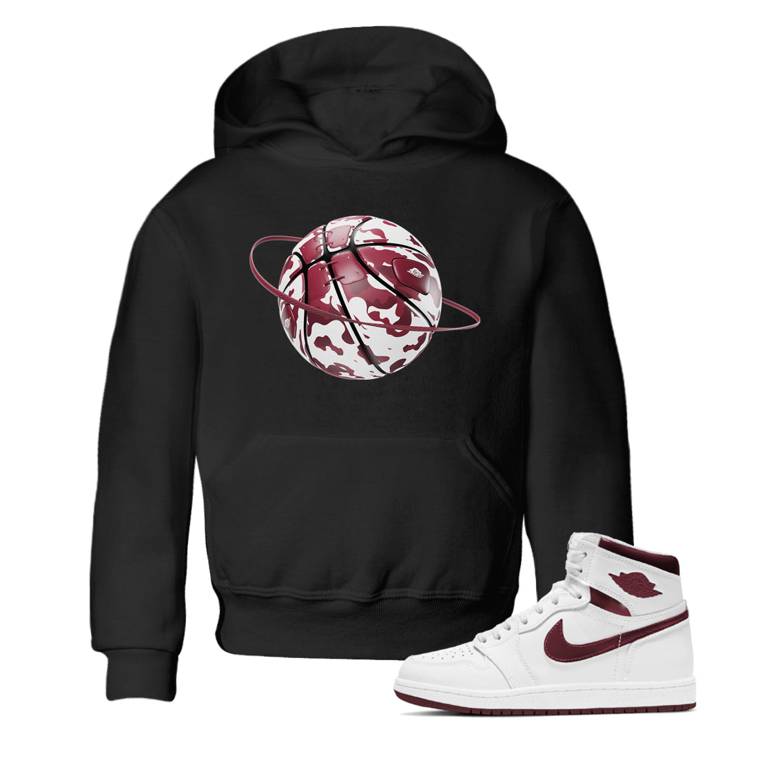 Camo Basketball Planet snkmatch Tee Kids - Air Jordan 1 Metallic Burgundy