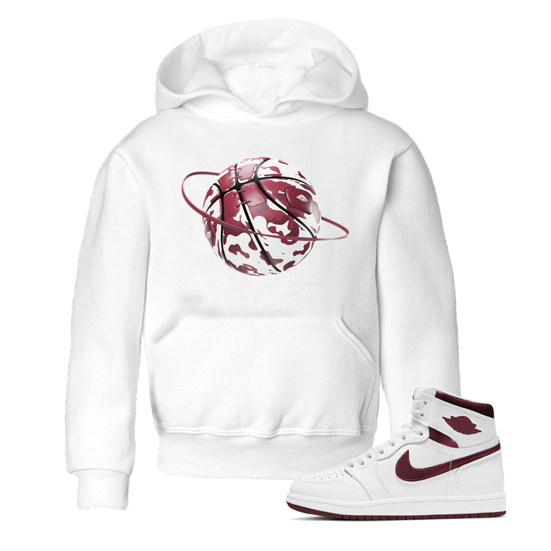 Camo Basketball Planet snkmatch Tee Kids - Air Jordan 1 Metallic Burgundy