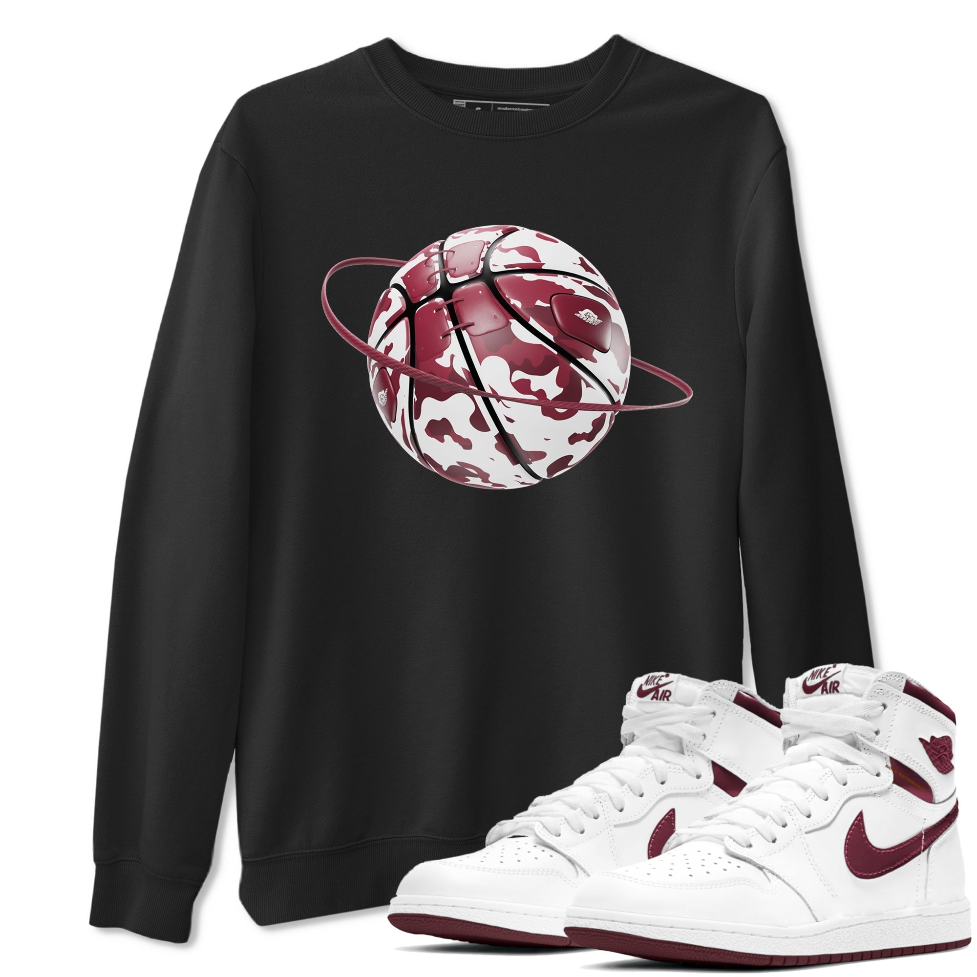 Camo Basketball Planet snkmatch Tee - Air Jordan 1 Metallic Burgundy