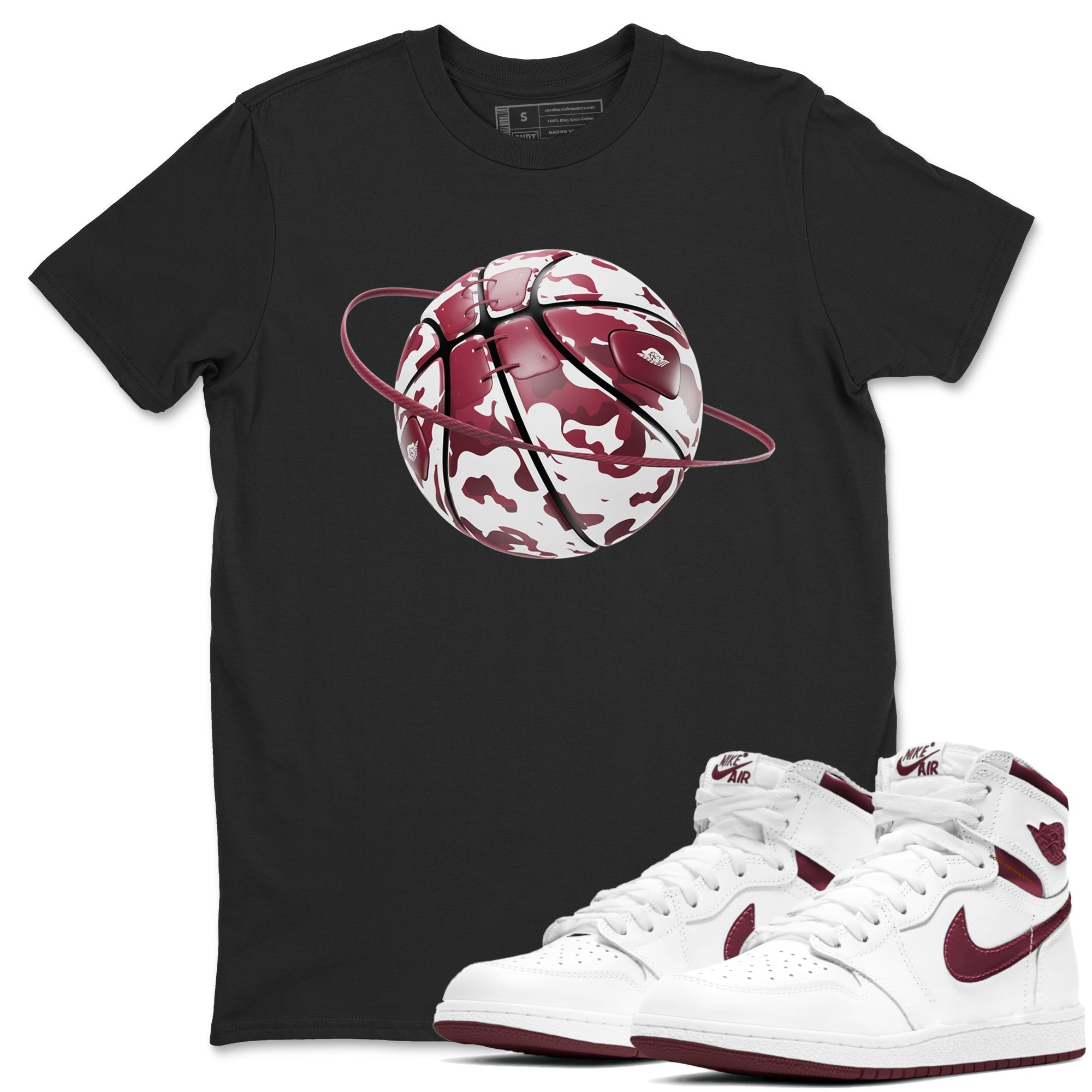 Camo Basketball Planet snkmatch Tee - Air Jordan 1 Metallic Burgundy