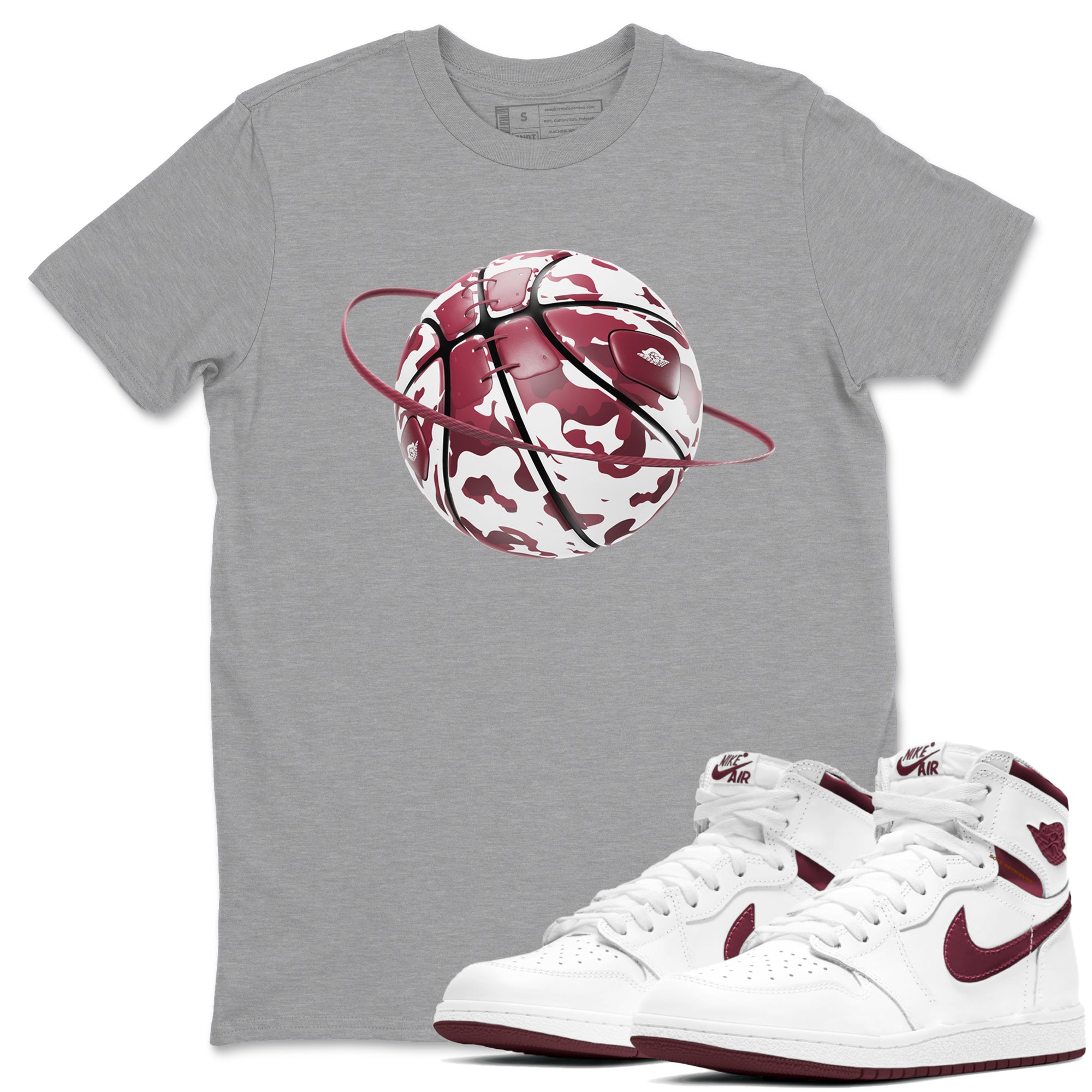 Camo Basketball Planet snkmatch Tee - Air Jordan 1 Metallic Burgundy
