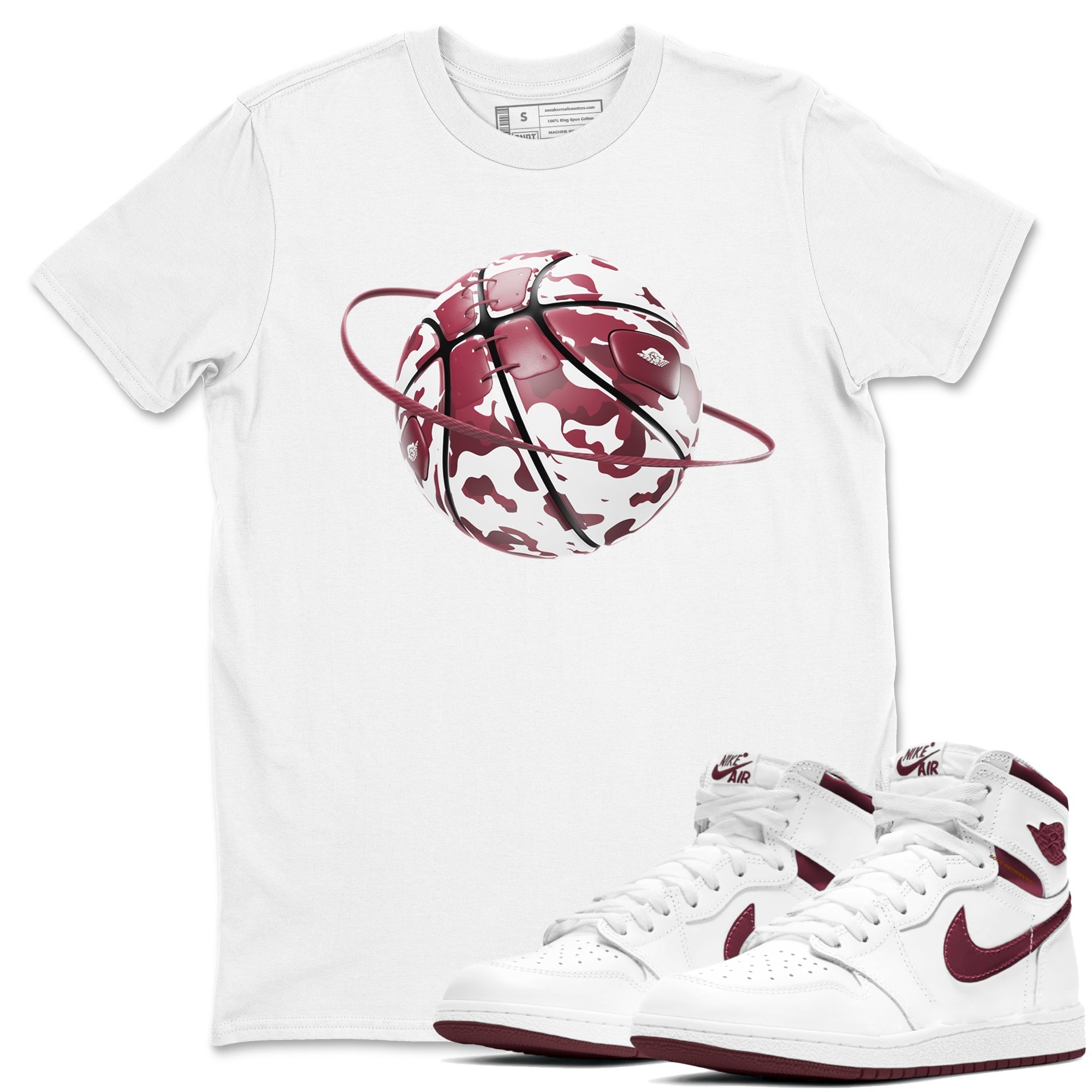 Camo Basketball Planet snkmatch Tee - Air Jordan 1 Metallic Burgundy