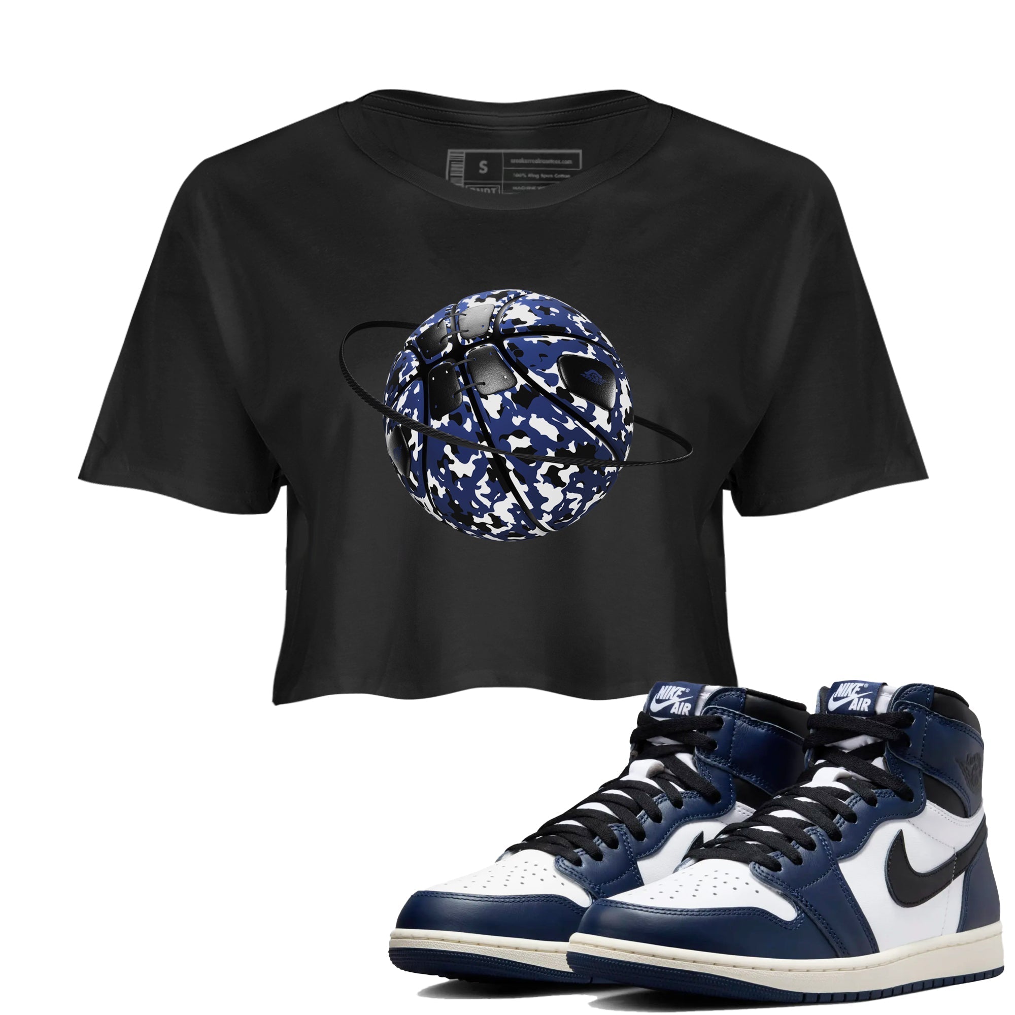 Camo Basketball Planet snkmatch Women's Top - Air Jordan 1 Midnight Navy