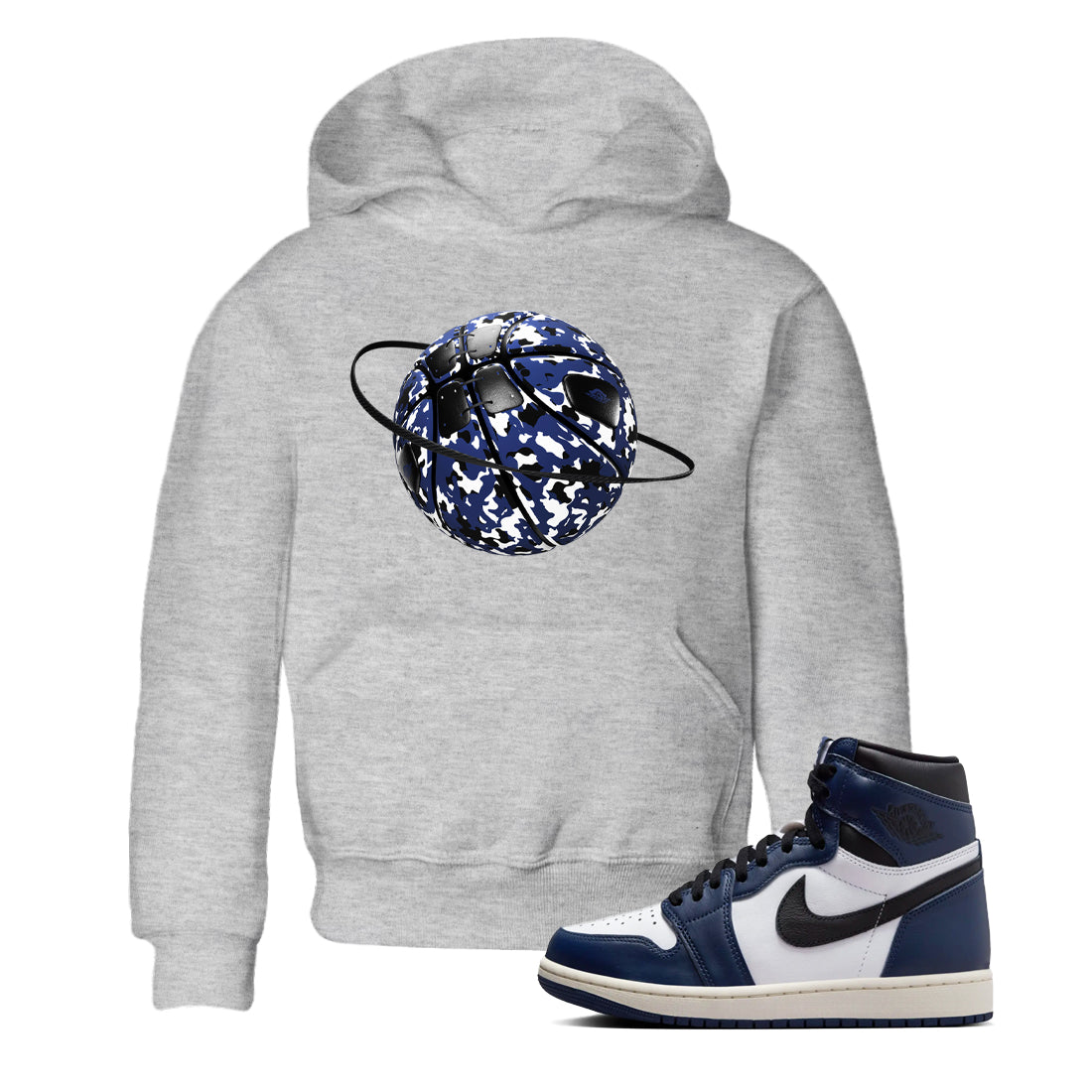 Camo Basketball Planet snkmatch Tees Kids - Air Jordan 1 Midnight Navy