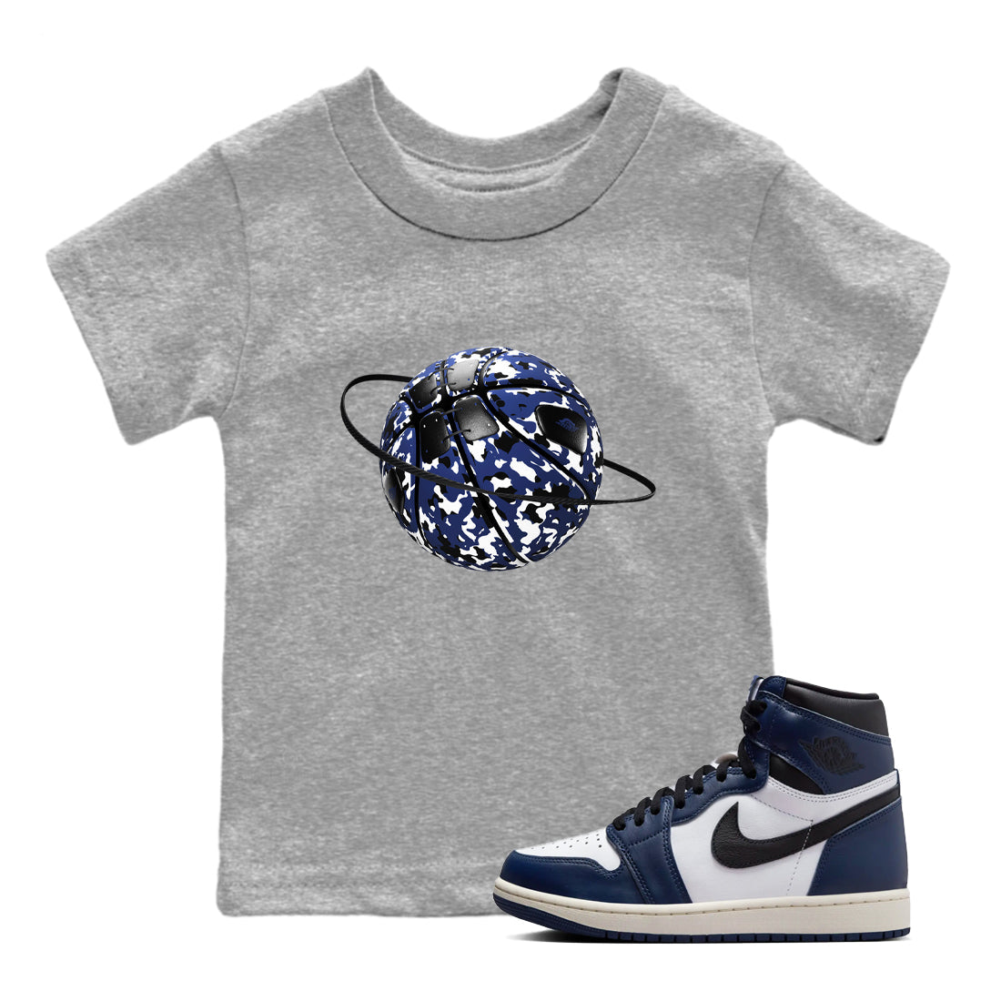 Camo Basketball Planet snkmatch Tees Kids - Air Jordan 1 Midnight Navy