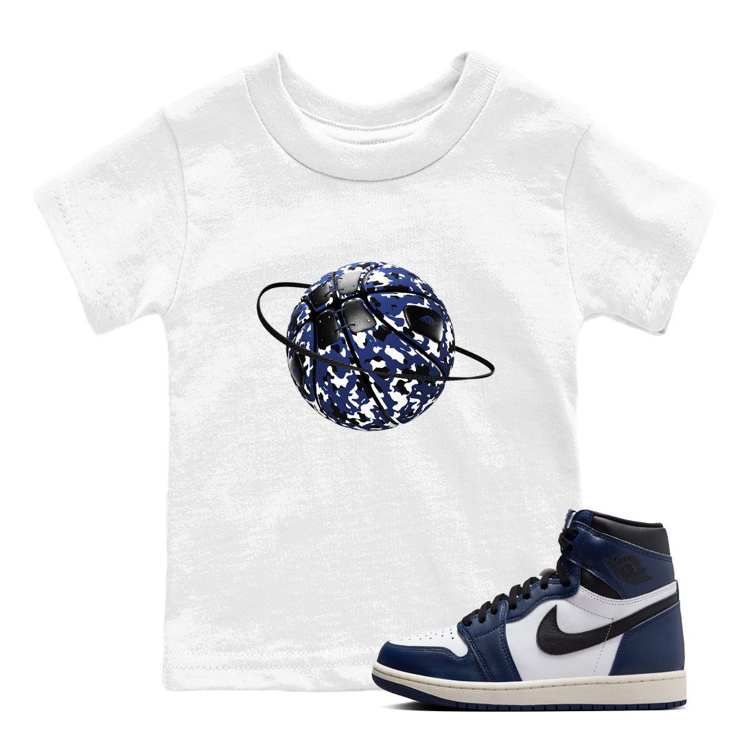 Camo Basketball Planet snkmatch Tees Kids - Air Jordan 1 Midnight Navy