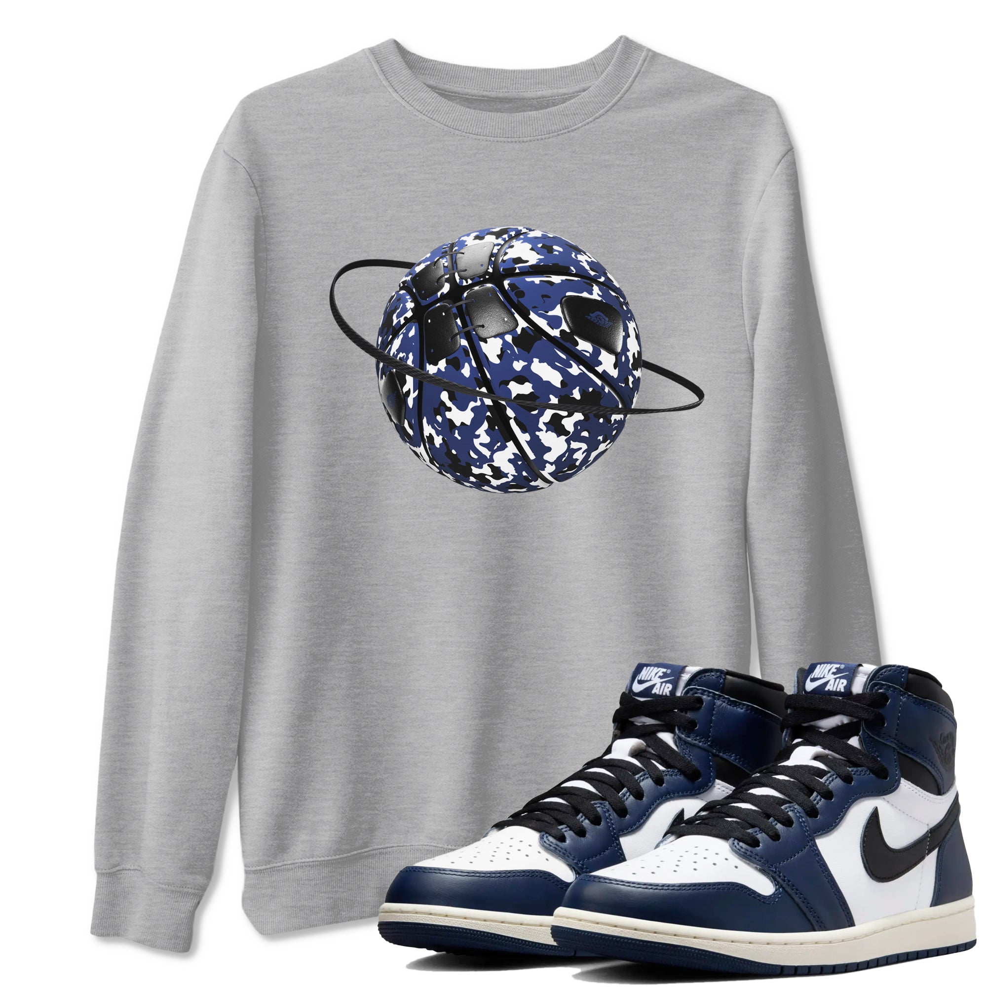 Camo Basketball Planet snkmatch Tees - Air Jordan 1 Midnight Navy
