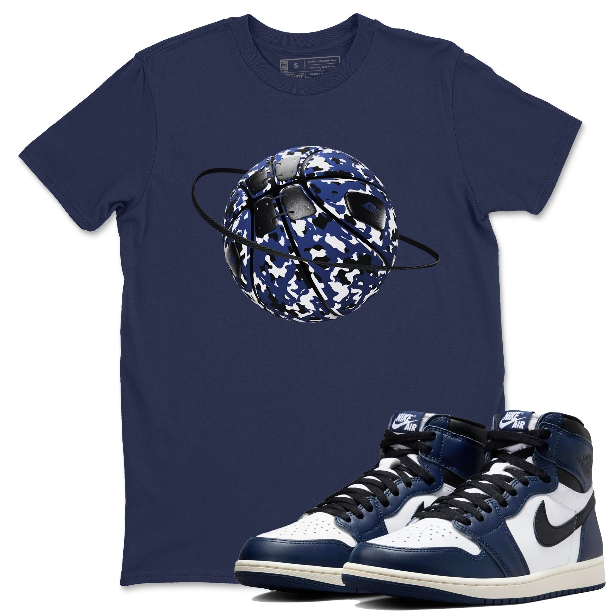Camo Basketball Planet snkmatch Tees - Air Jordan 1 Midnight Navy