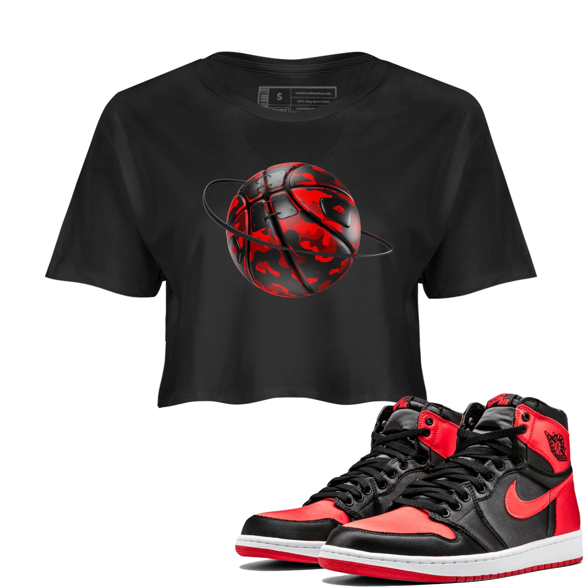 Camo Basketball Planet snkmatch Women's Top - Air Jordan 1 Satin Bred