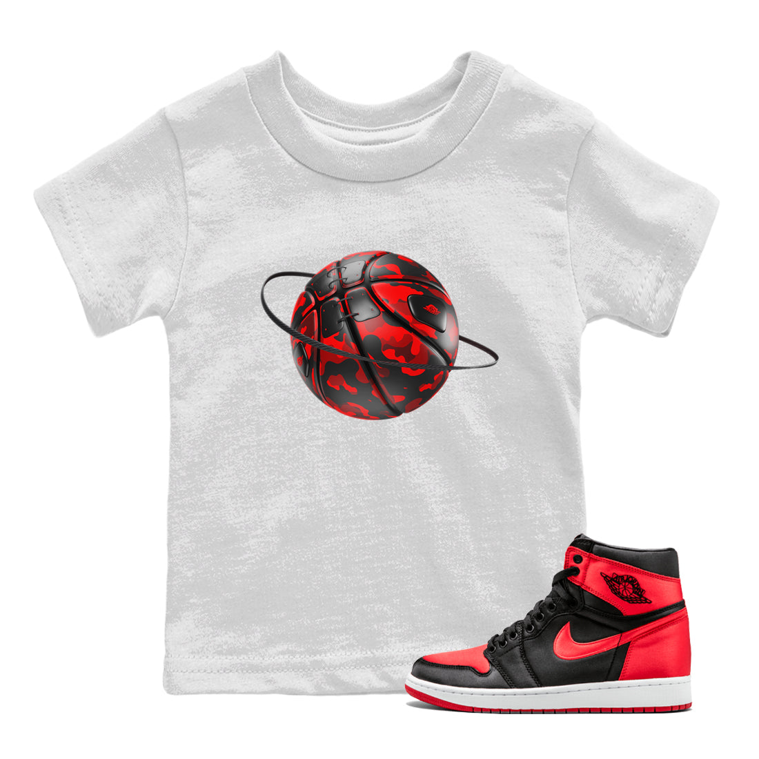 Camo Basketball Planet snkmatch Tee Kids - Air Jordan 1 Satin Bred