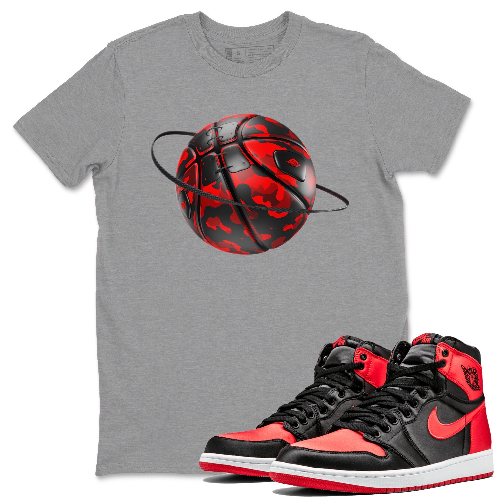 Camo Basketball Planet snkmatch Tee - Air Jordan 1 Satin Bred