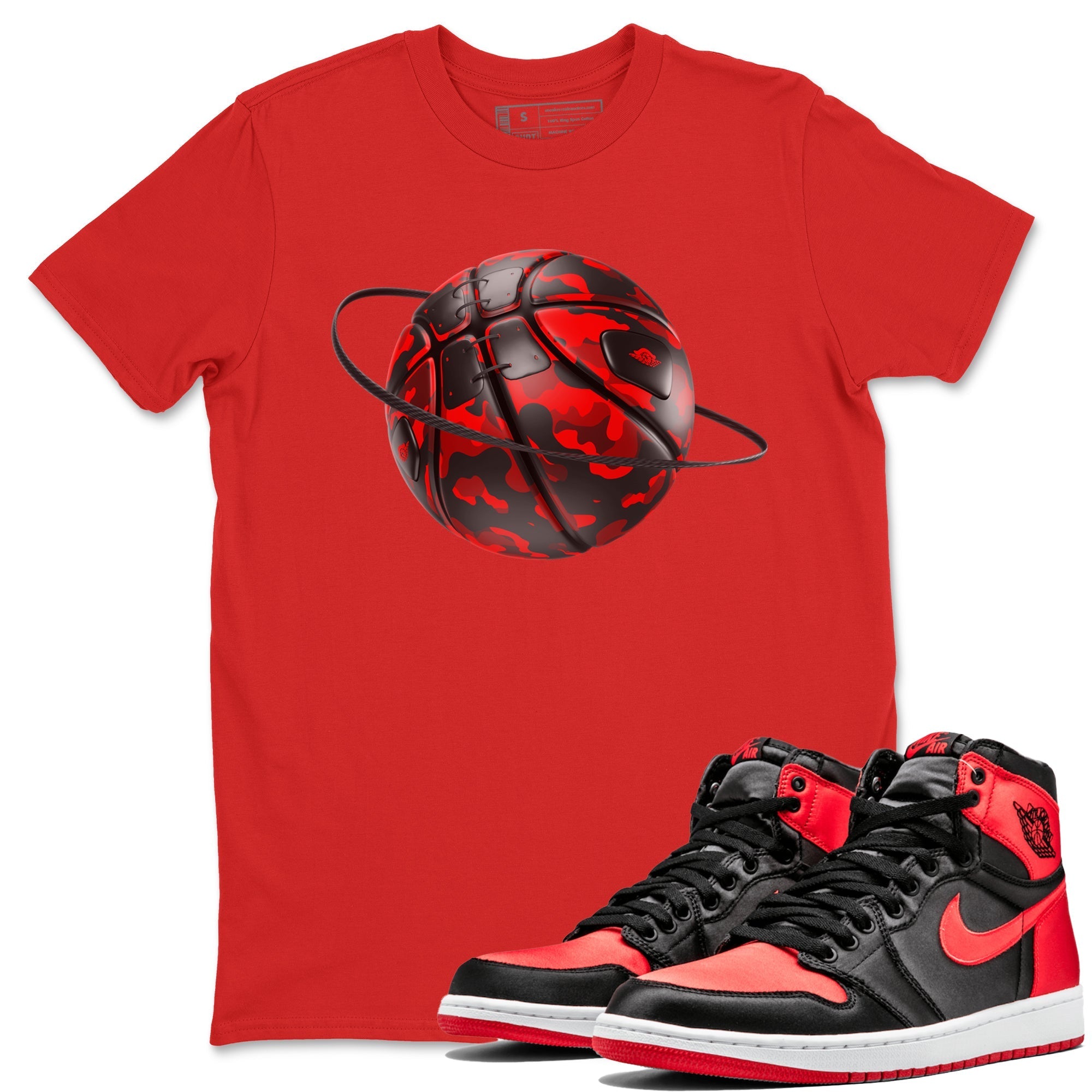 Camo Basketball Planet snkmatch Tee - Air Jordan 1 Satin Bred