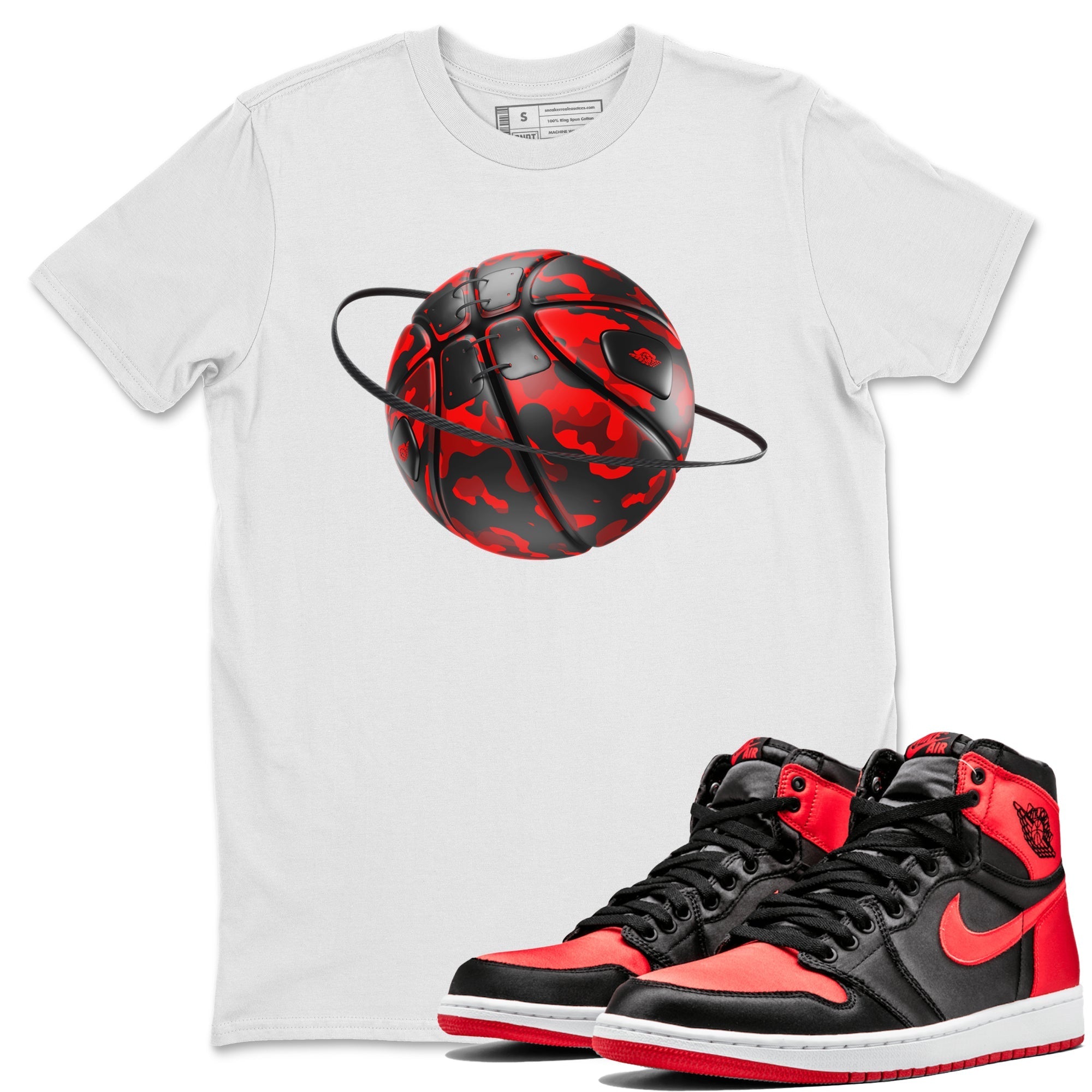 Camo Basketball Planet snkmatch Tee - Air Jordan 1 Satin Bred