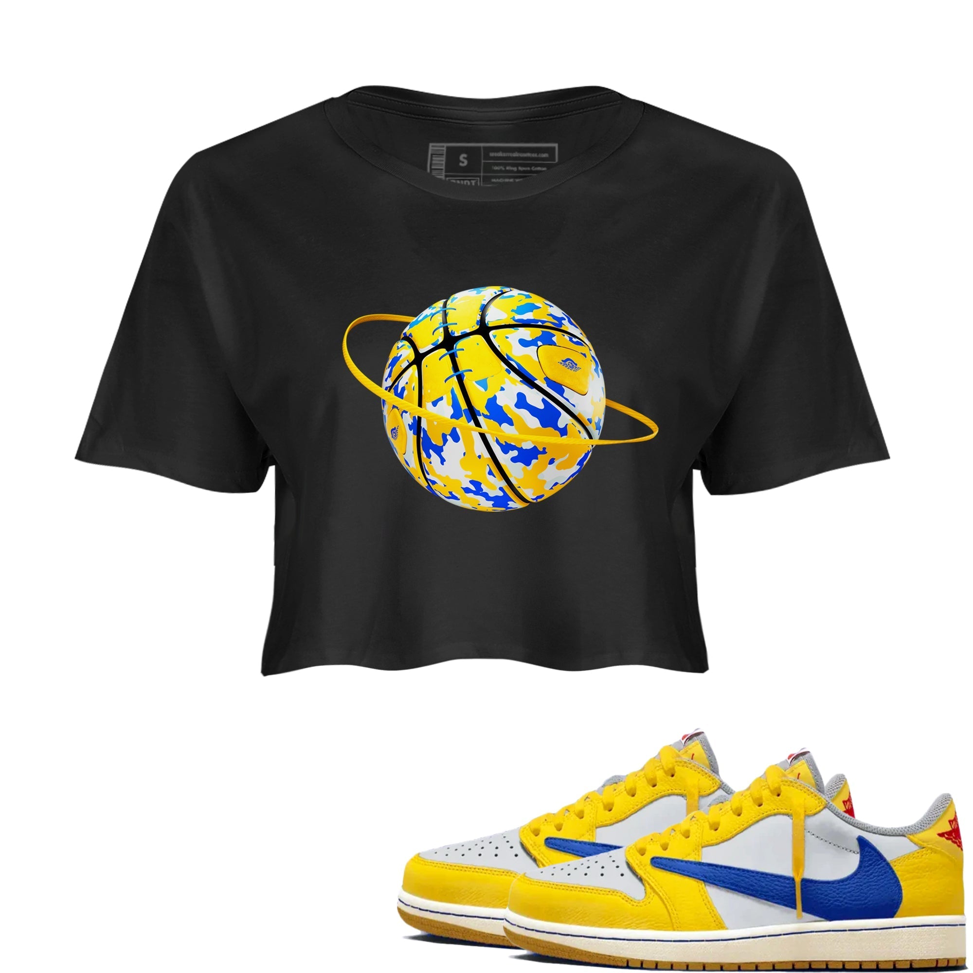 Camo Basketball Planet snkmatch Women's Top - Air Jordan 1 Travis Scott Canary
