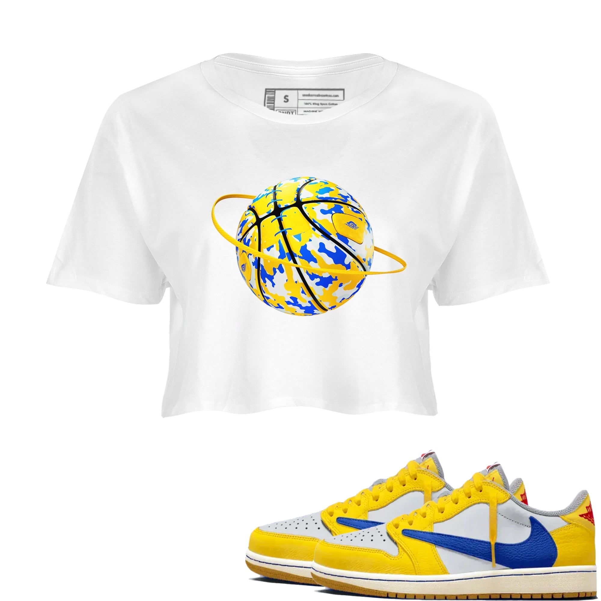 Camo Basketball Planet snkmatch Women's Top - Air Jordan 1 Travis Scott Canary