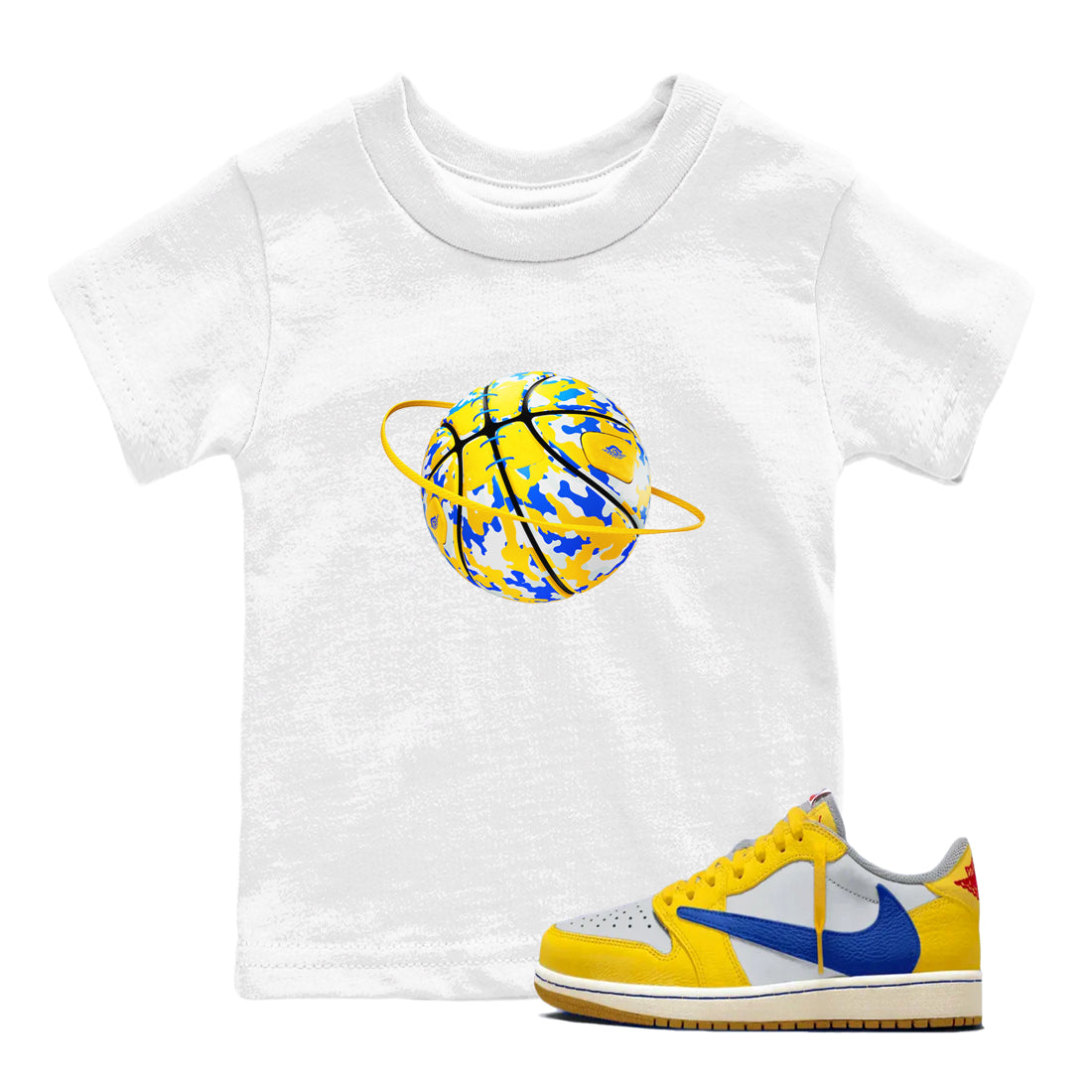 Camo Basketball Planet snkmatch Tees Kids - Air Jordan 1 Travis Scott Canary