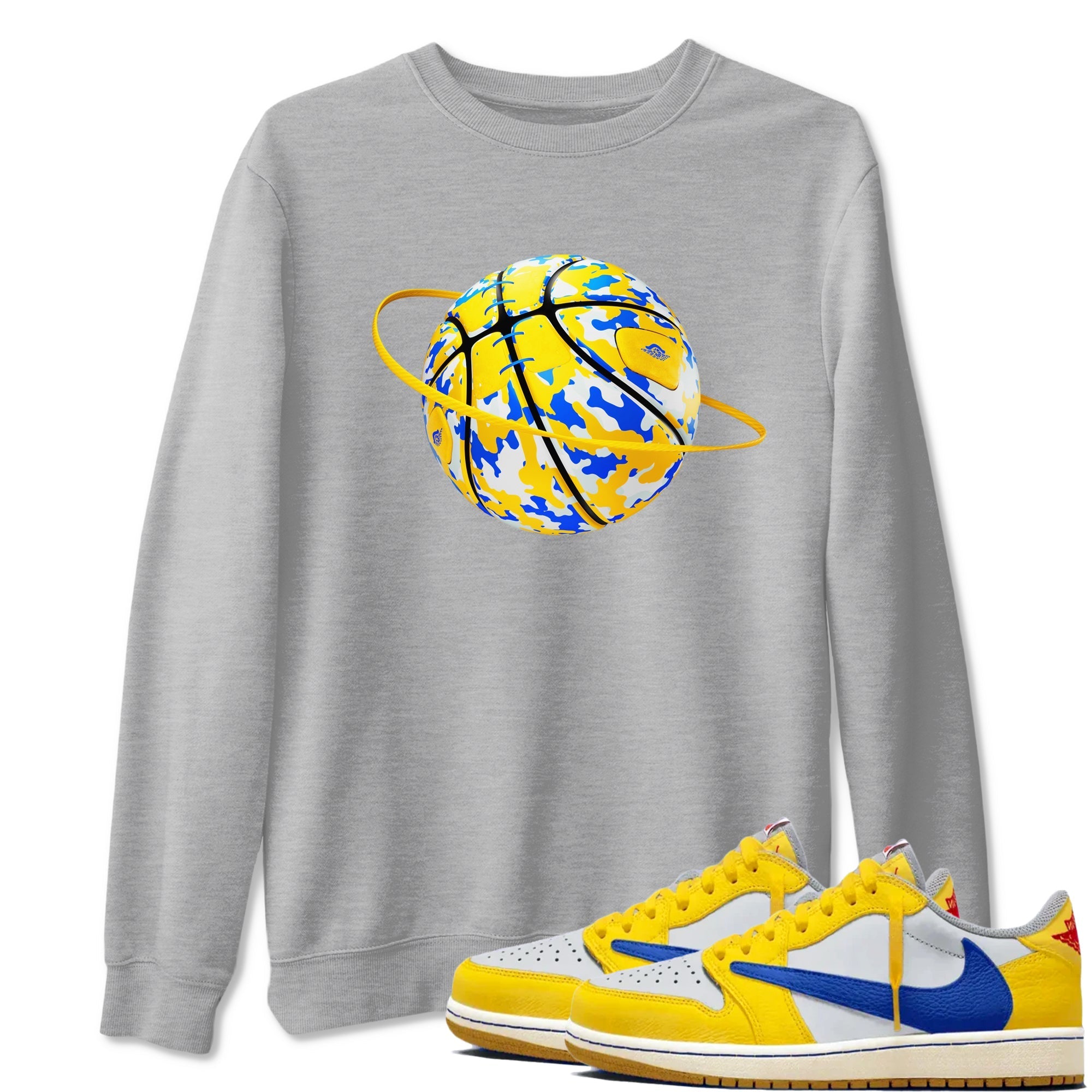 Camo Basketball Planet snkmatch Tees - Air Jordan 1 Travis Scott Canary