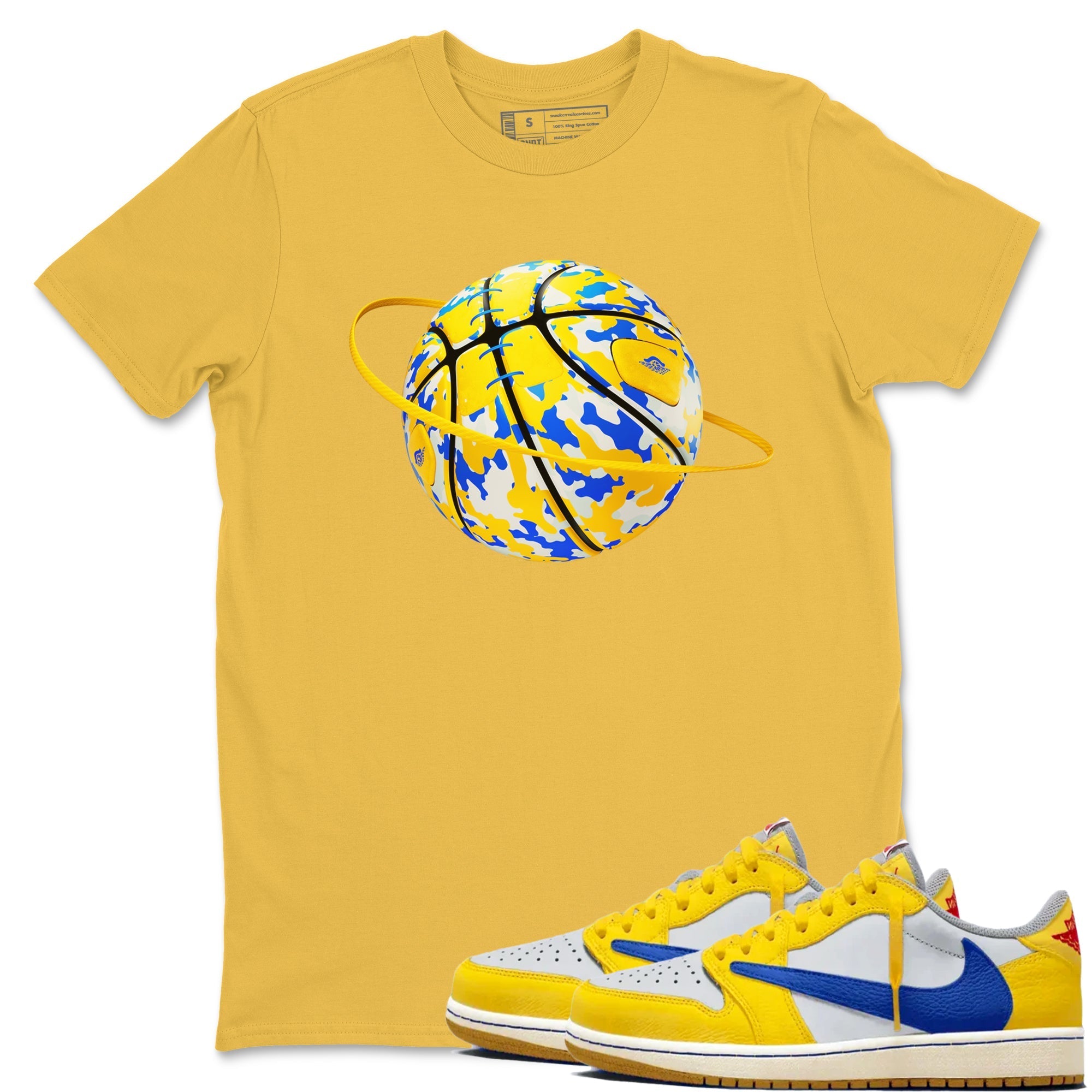 Camo Basketball Planet snkmatch Tees - Air Jordan 1 Travis Scott Canary
