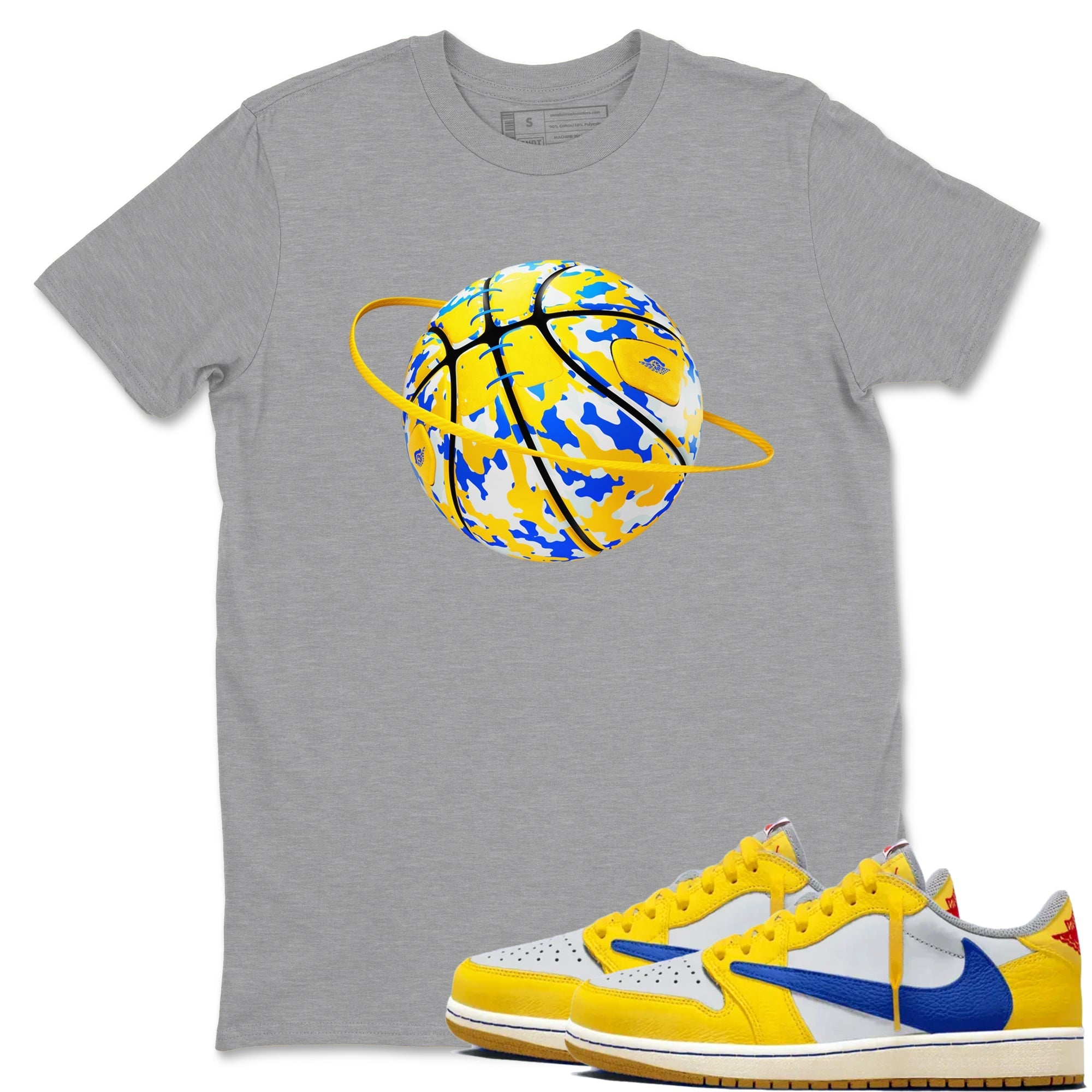Camo Basketball Planet snkmatch Tees - Air Jordan 1 Travis Scott Canary