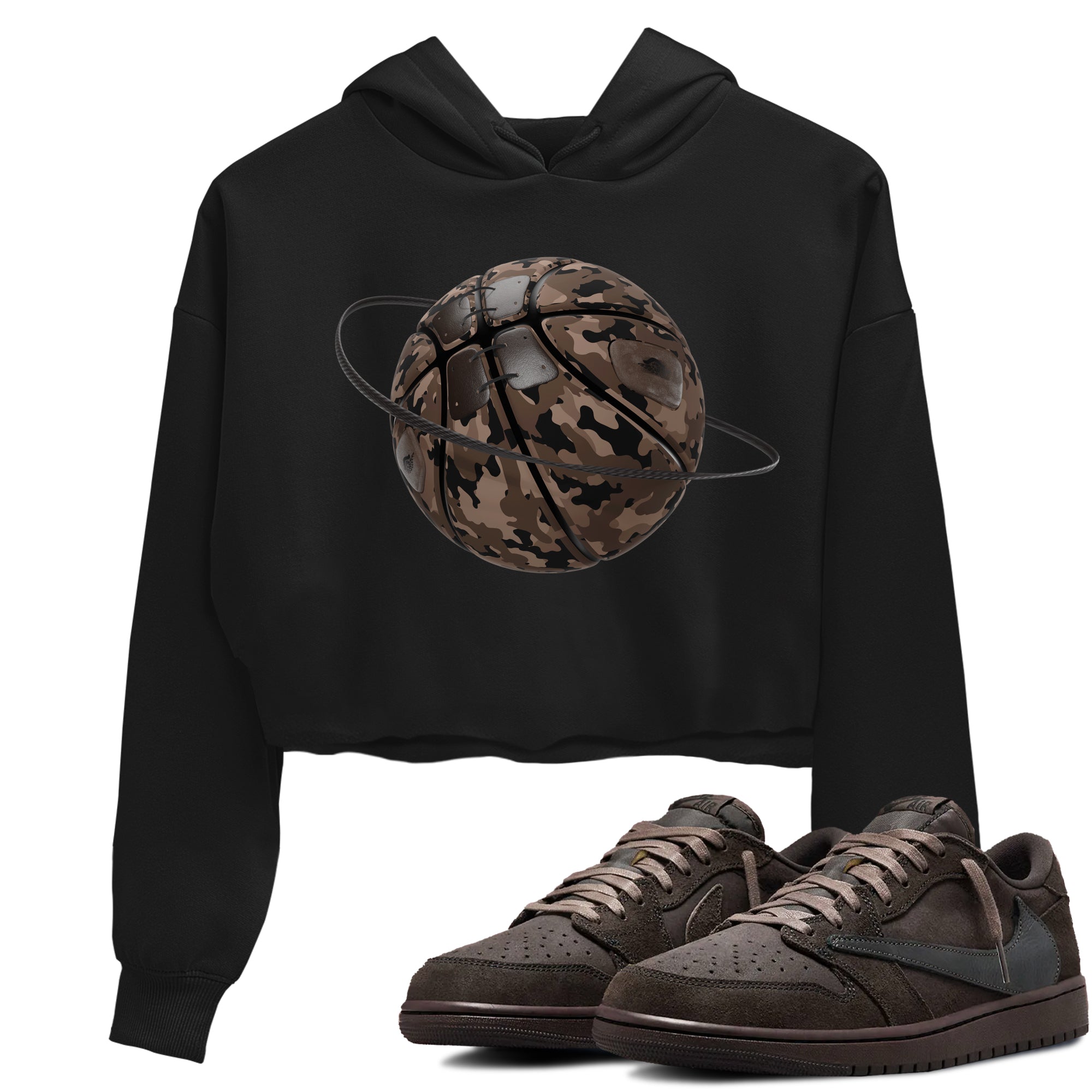 Camo Basketball Planet snkmatch Women's Top - Air Jordan 1 Travis Scott Velvet Brown