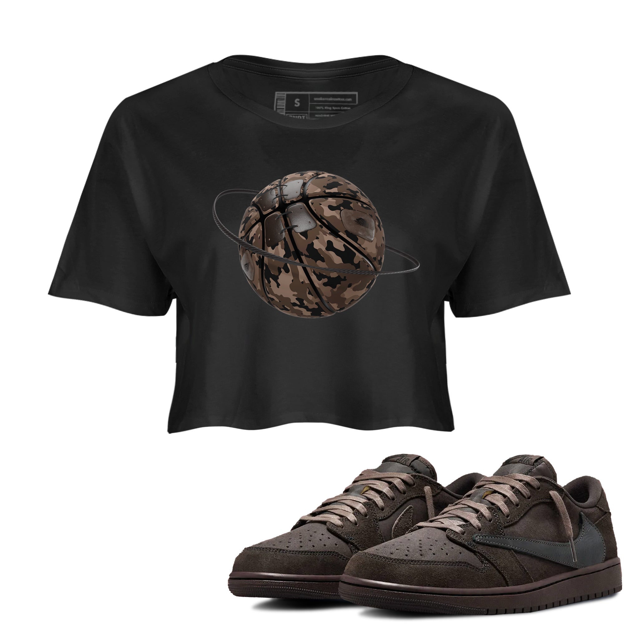 Camo Basketball Planet snkmatch Women's Top - Air Jordan 1 Travis Scott Velvet Brown